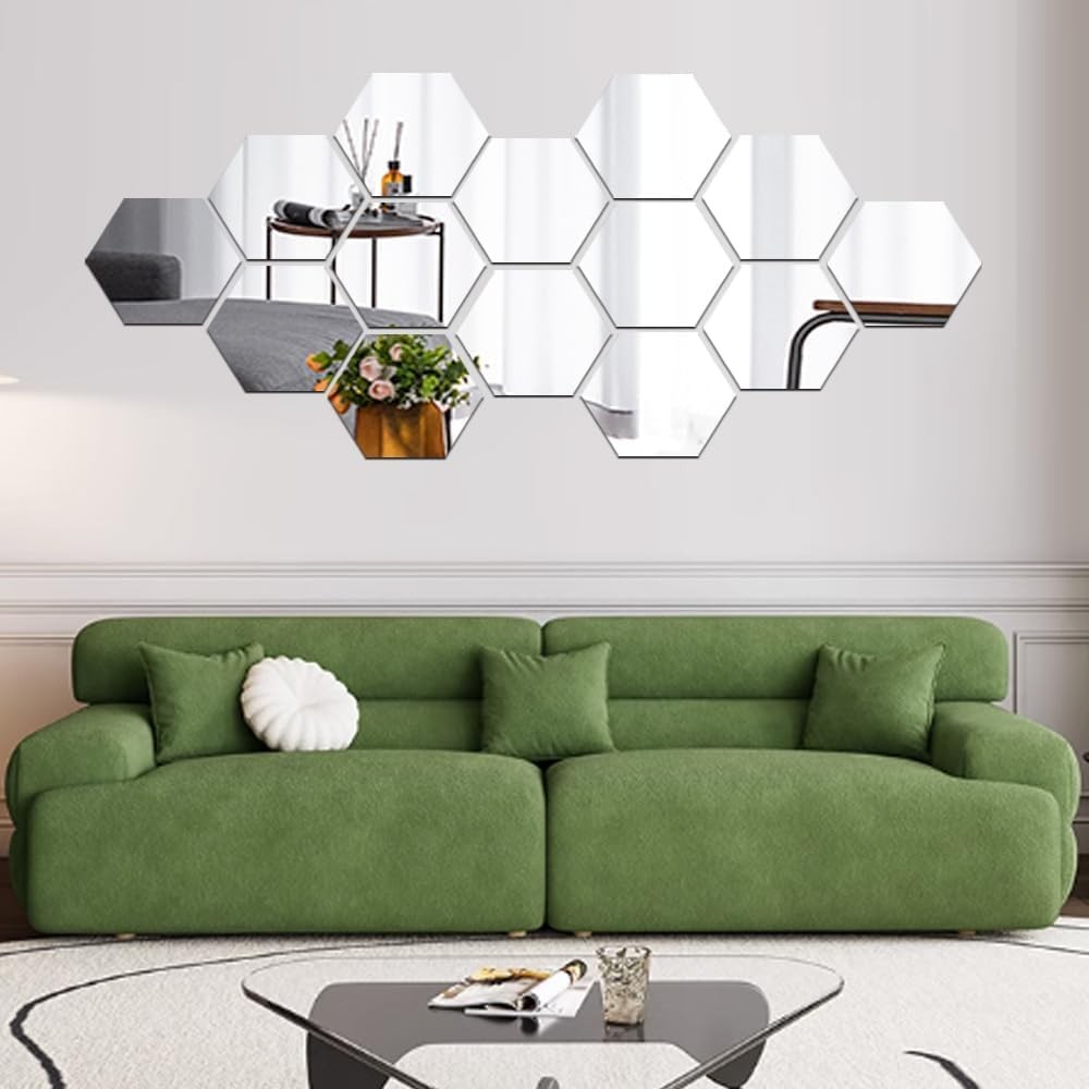 Mirror Wall Stickers – 12PCS Hexagon Art DIY Decorative Acrylic Plastic Tiles…
