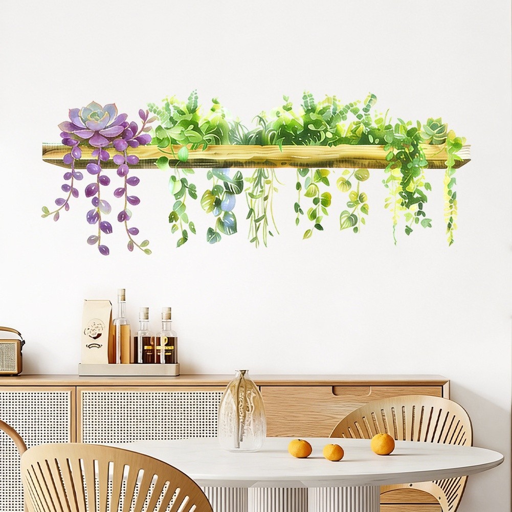 Flower Leaf Wall Decal PVC Material Self-adhesive Fade Resistant Repositionable