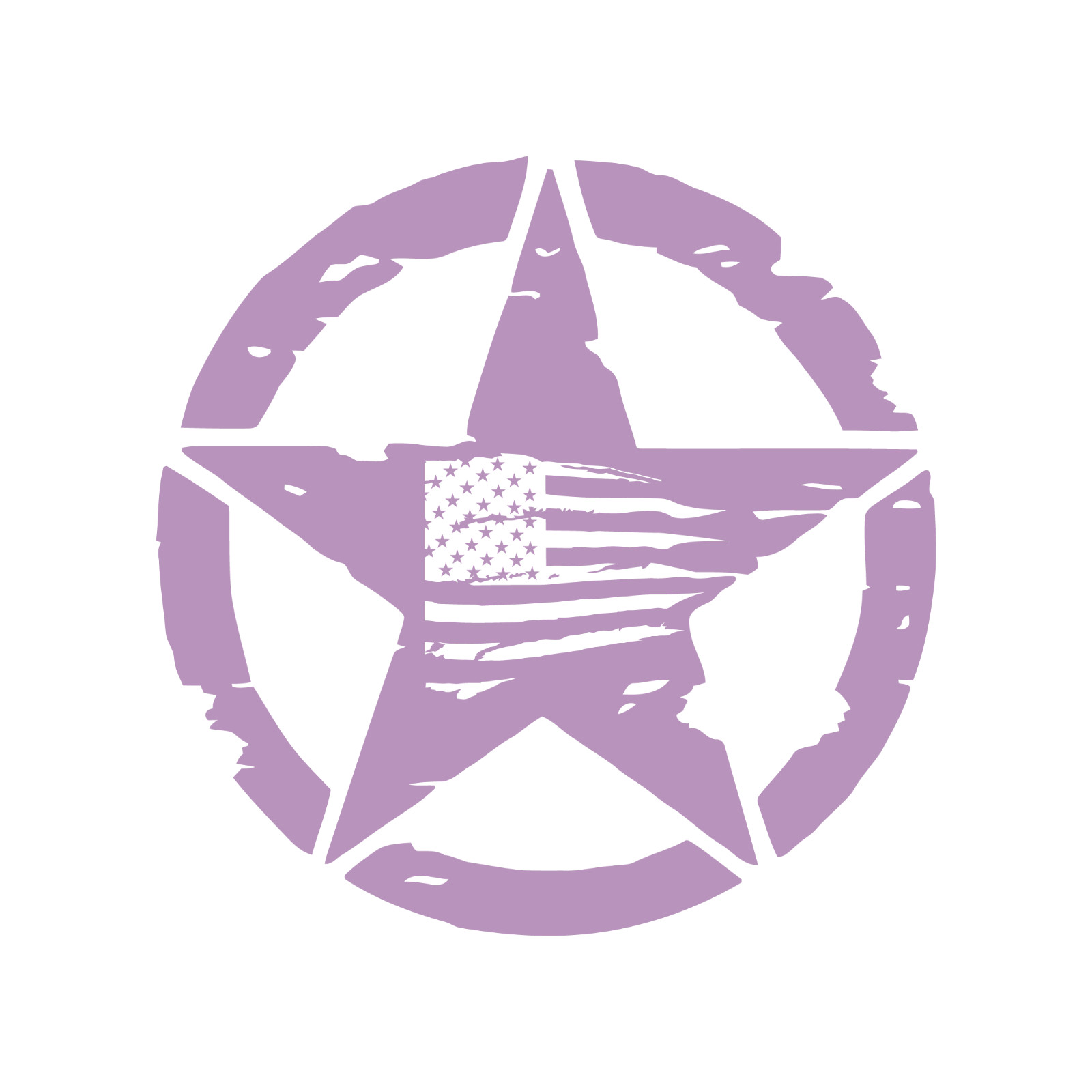 Distressed Army Star With Distressed US Flag Automotive Die Cut Decal Made USA