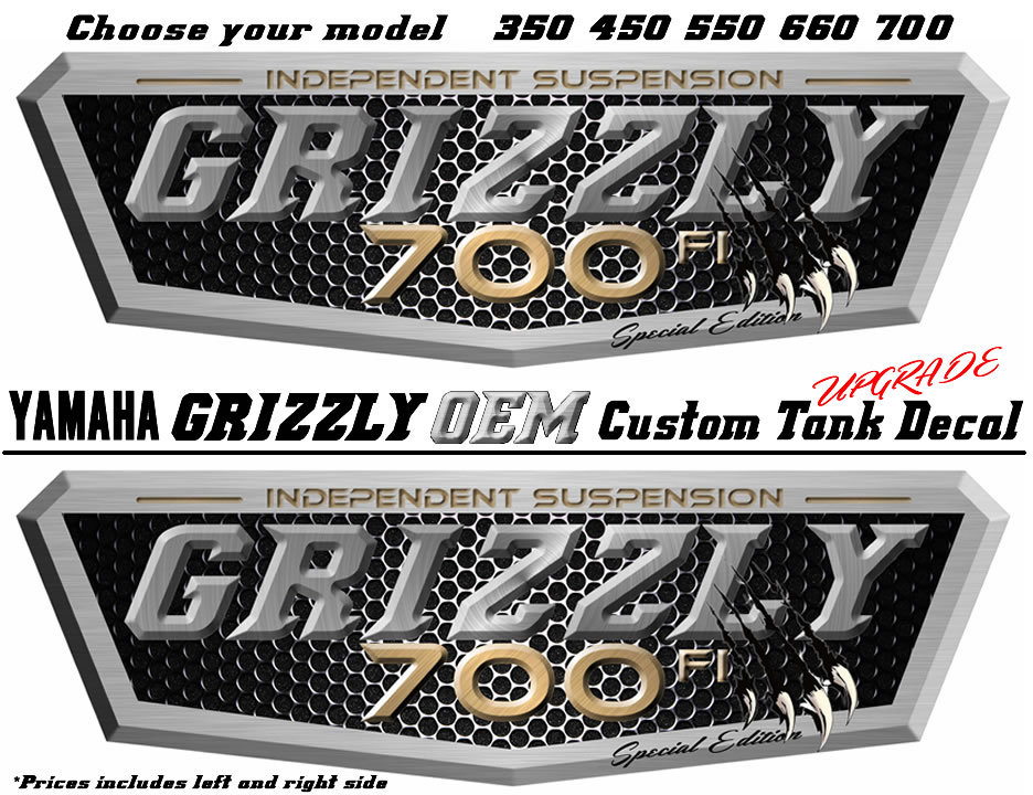 Yamaha Grizzly OEM ATV Tank Decal Graphic Sticker Kit 350 450 550 660 700 4×4