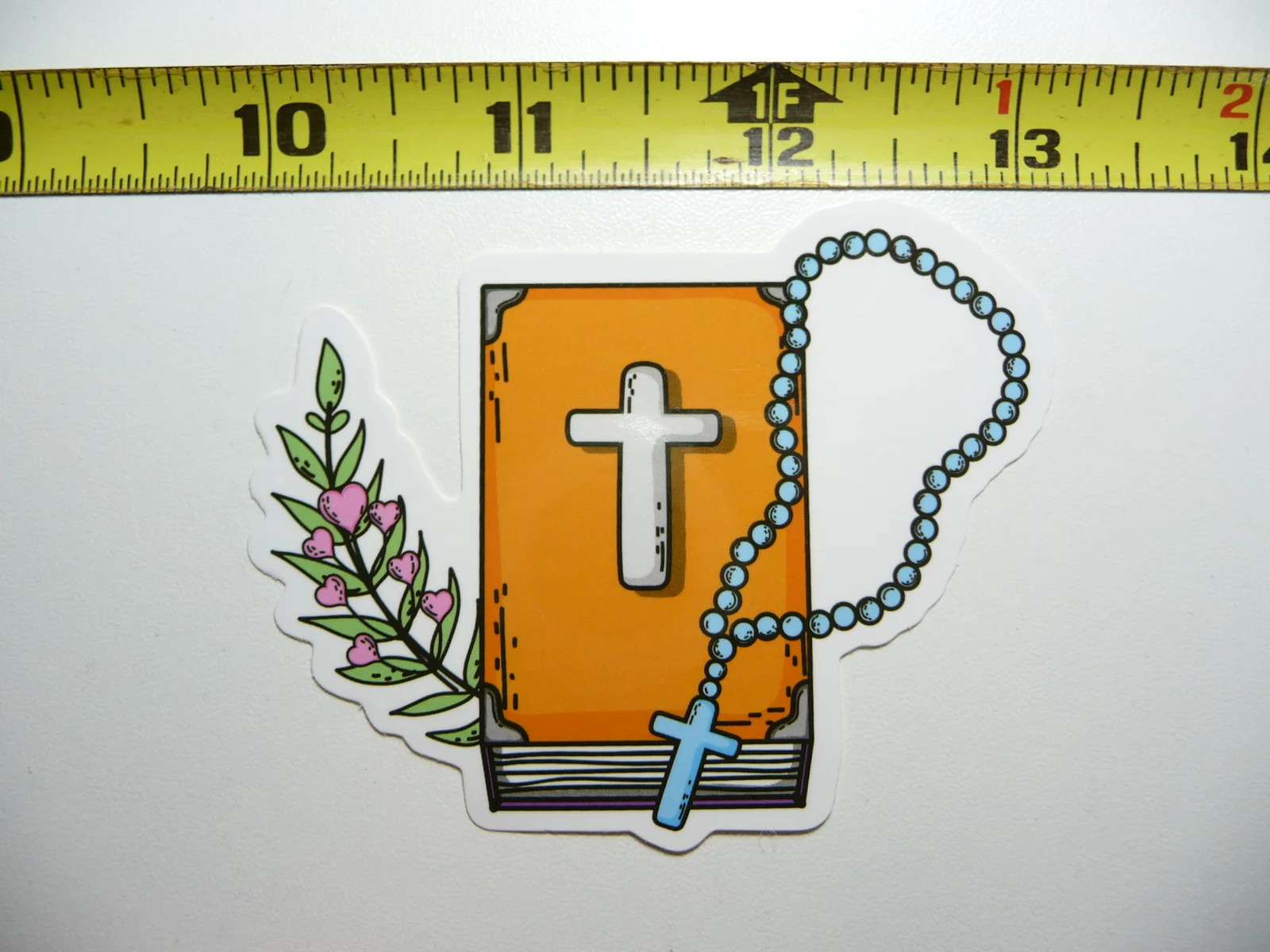 BIBLE CROSS ROSARY BEADS SMALL STICKER DECAL CHRISTIAN CHURCH FAITH RELIGION