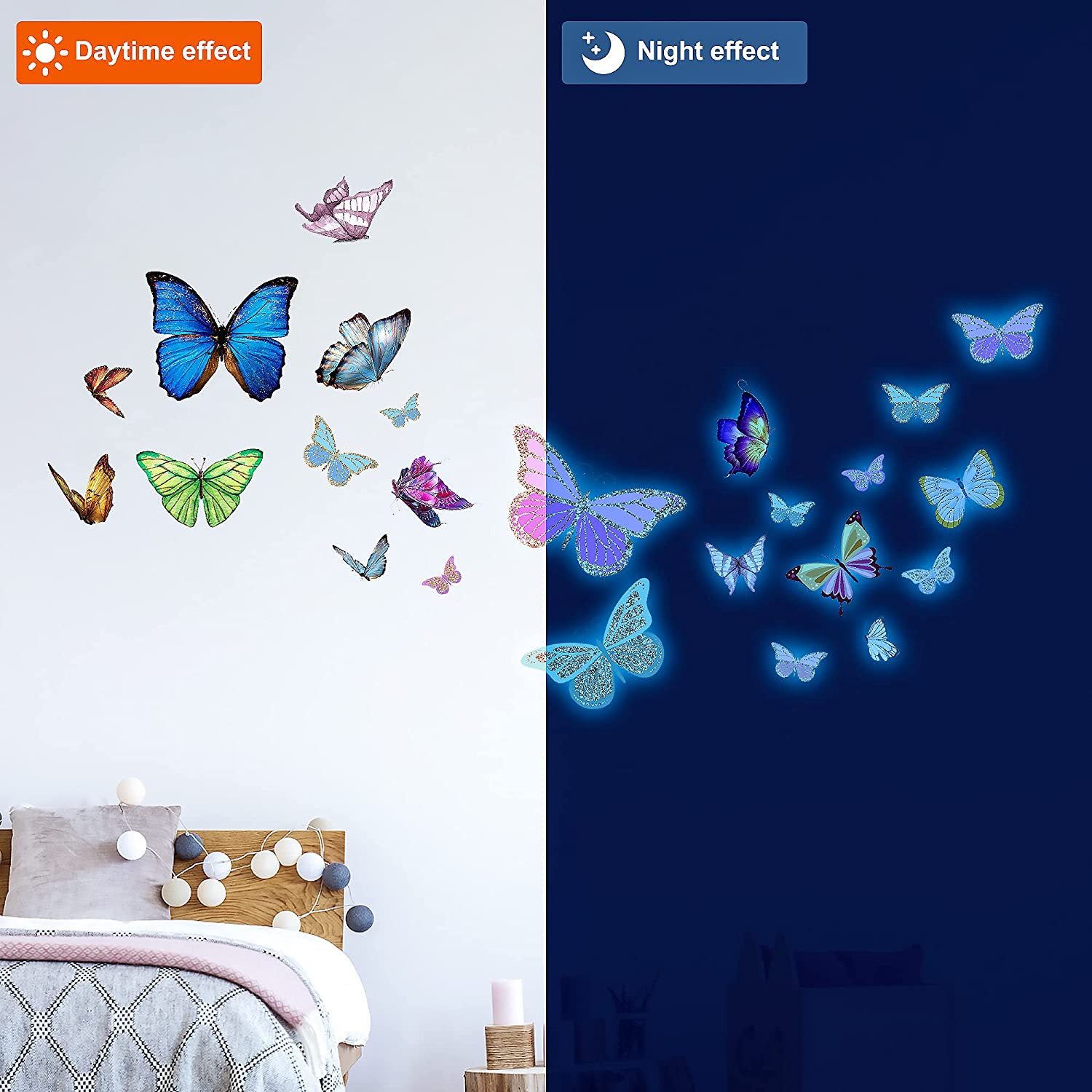 Pegatinas De Decoracion De Pared De Mariposa Brillante 58 Piezas De Calcomanias
