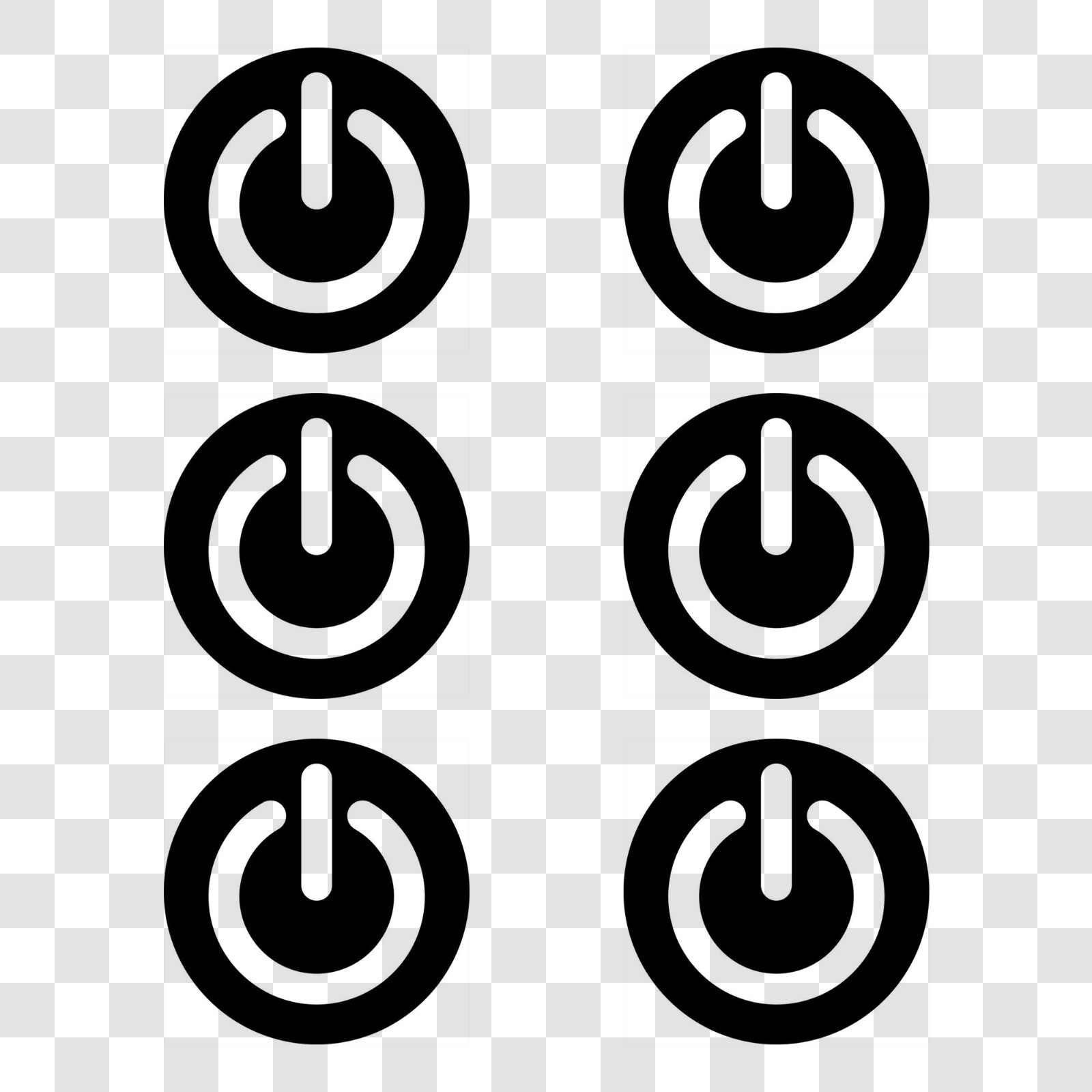 Set of 6 – Power Symbol Vinyl Decal Sticker for Tech Decor for Laptop, Console