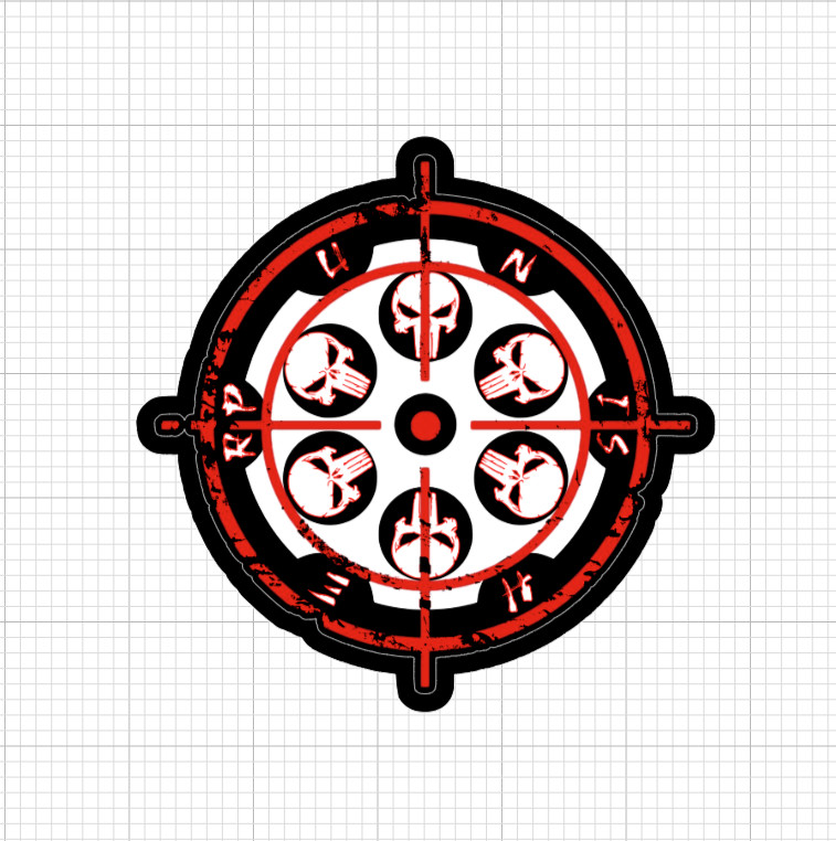 (2) Distressed Punisher Skull Sticker Revolver Cylinder Grunge Tactical Decal