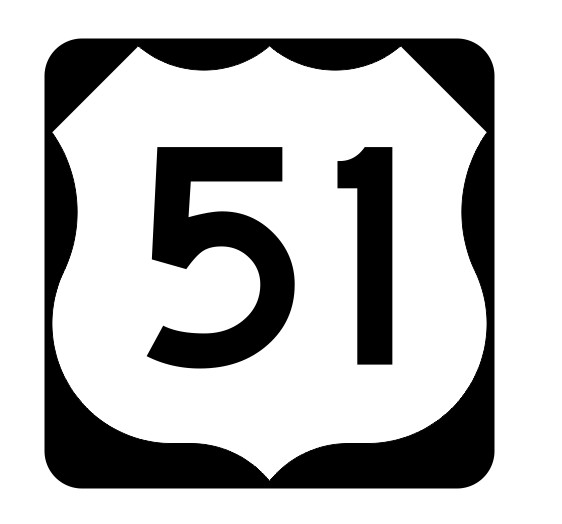 US Route 51 Sticker R1912 Highway Sign Road Sign