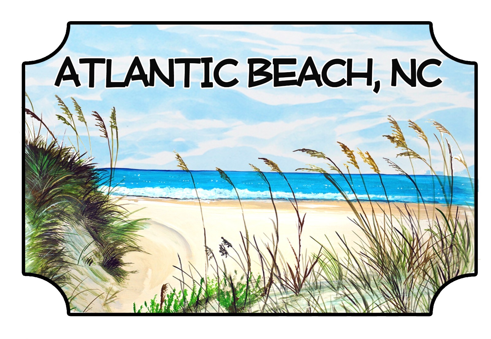 Atlantic Beach NC Beach Scene High Quality Decal Car Truck Window Cup Cooler