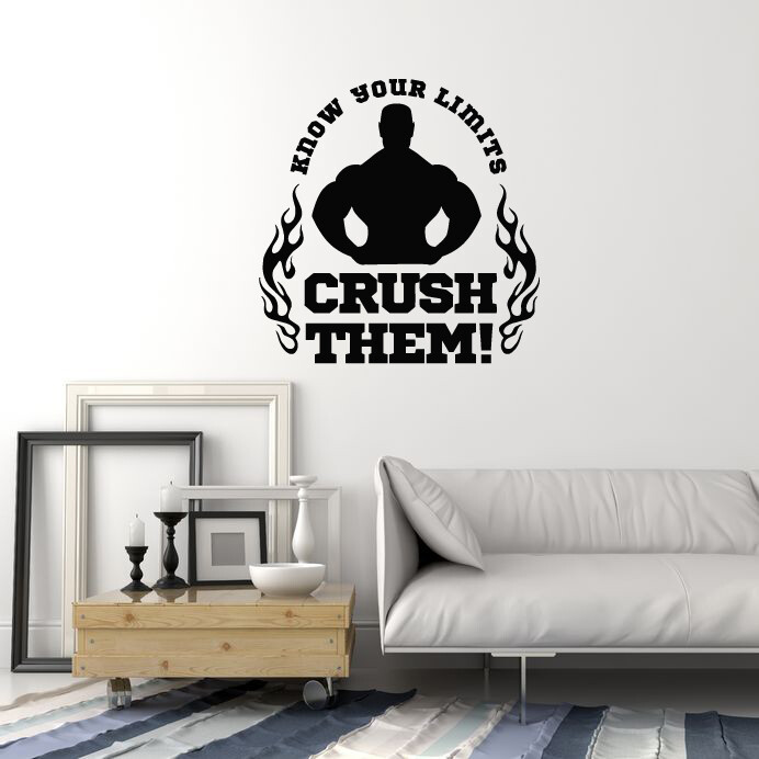 Vinyl Wall Decal Bodybuilding Motivating Quote Phrase Gym Stickers (ig5445)