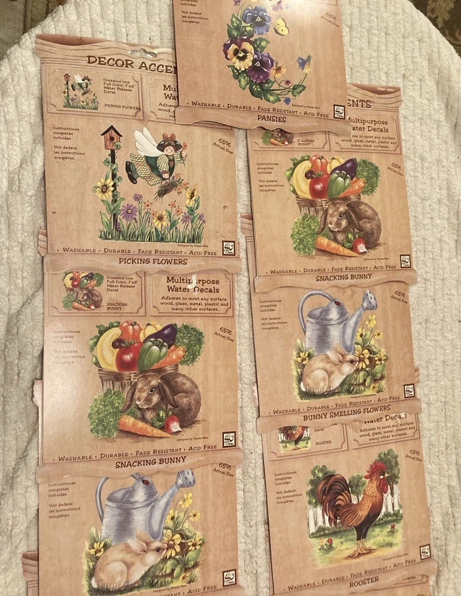 Decor Accents Multipurpose Water Decals 7″ X 8″ Your Choice of Design. Lot of 11
