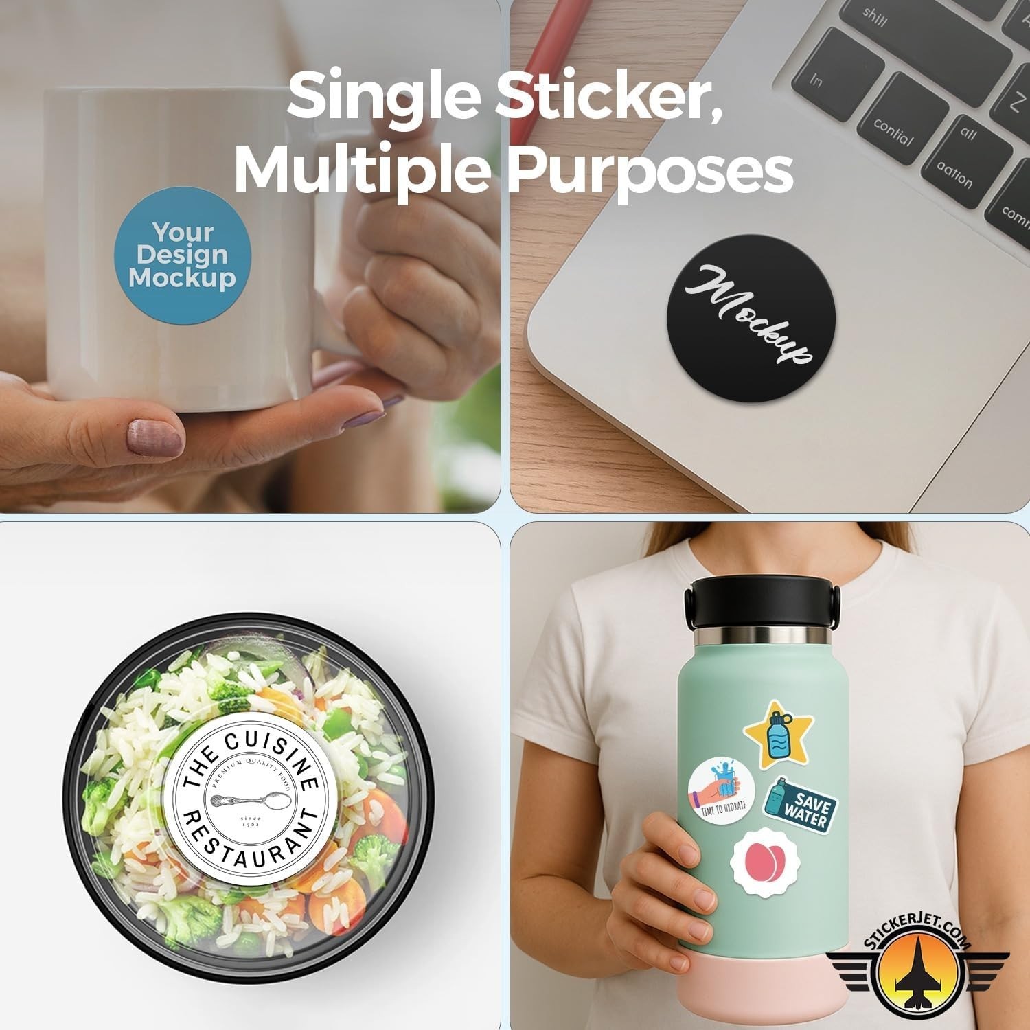 StickerJet Custom Stickers – Your Logo, Photo, or Text – Individually Cut, Vinyl