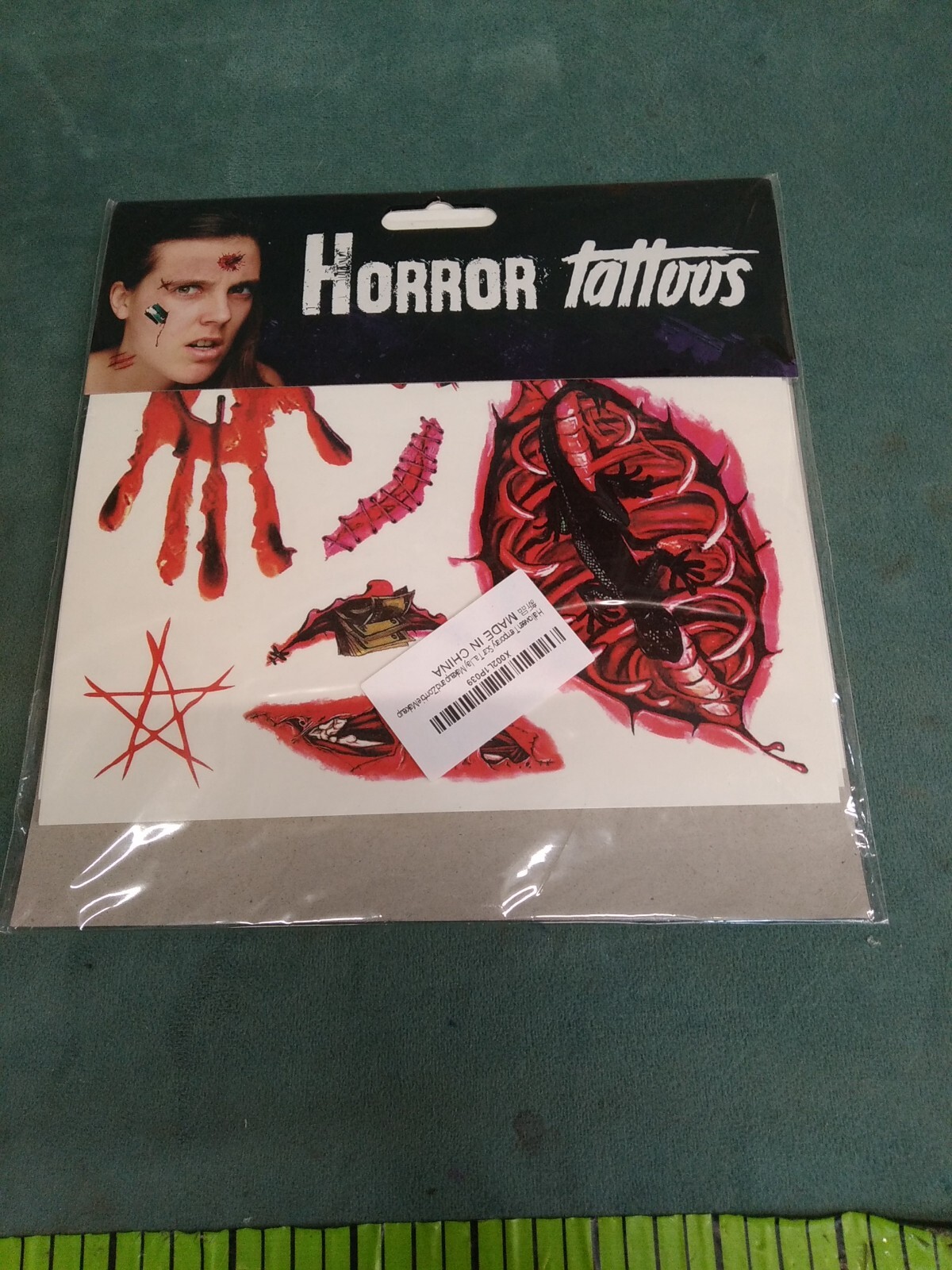 12 pack Horror Tattoo Stickers Cut Blood Stitches Wound Zombie Scar Makeup Party