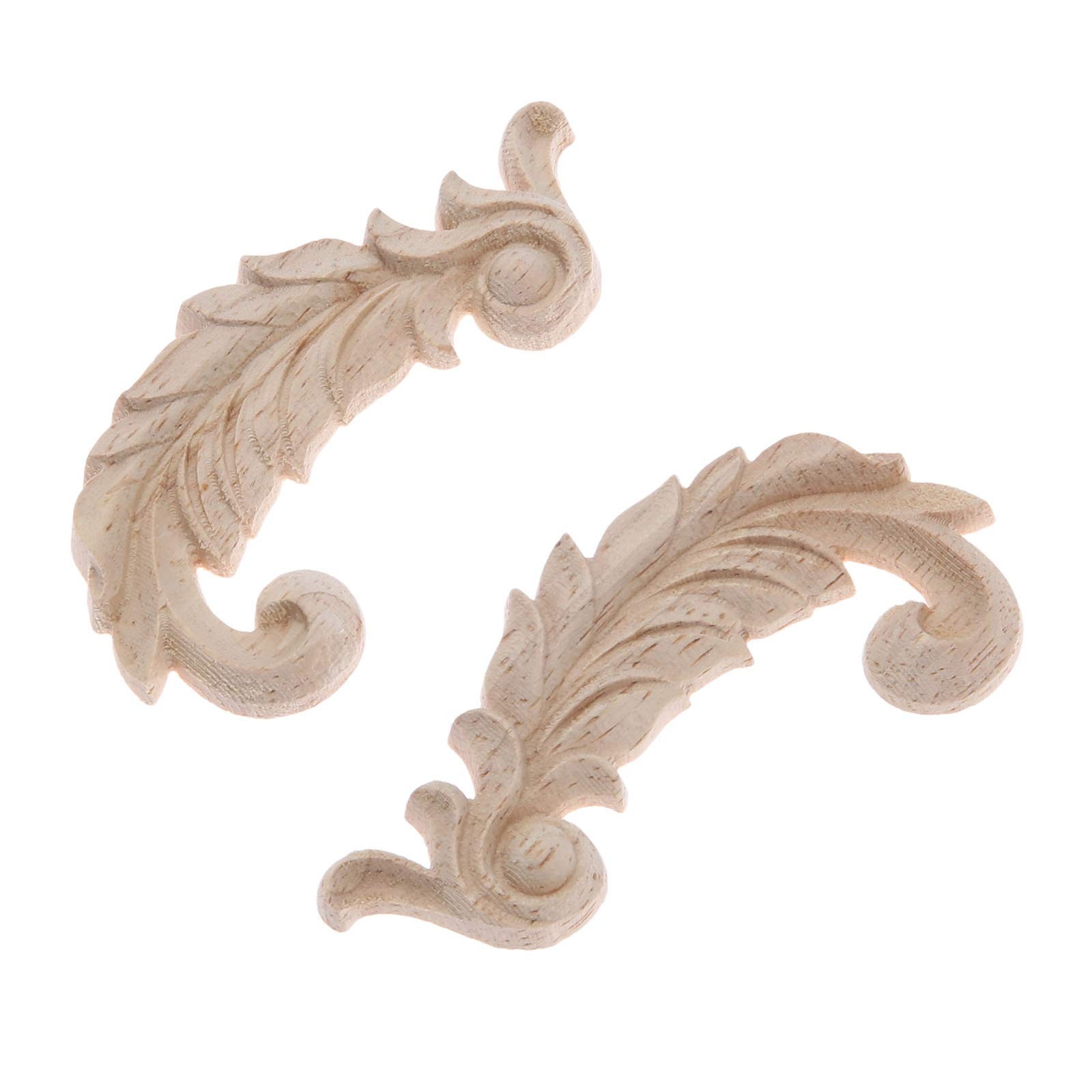 Wood Carved Appliques Wooden Onlays, 1 Pair 1 Pair(2Pcs), A: 8.5×4.5cm