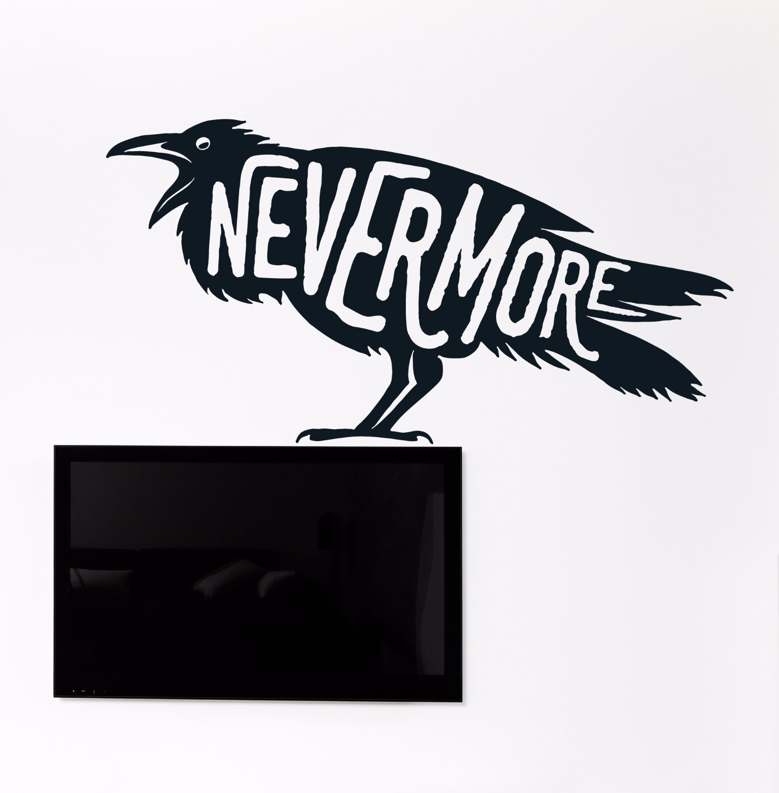 Wall Vinyl Decal Quotes Black Raven Edict Never More Home Interior Decor z4525
