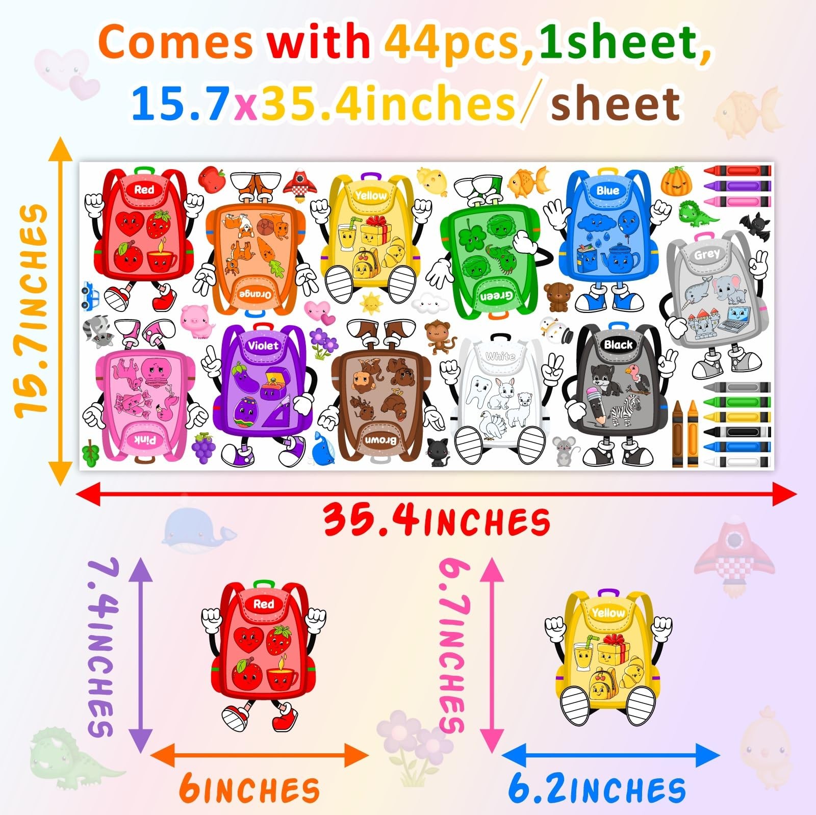 Colorful Classroom Wall Decals Color Learning Window Stickers Educational Wal…