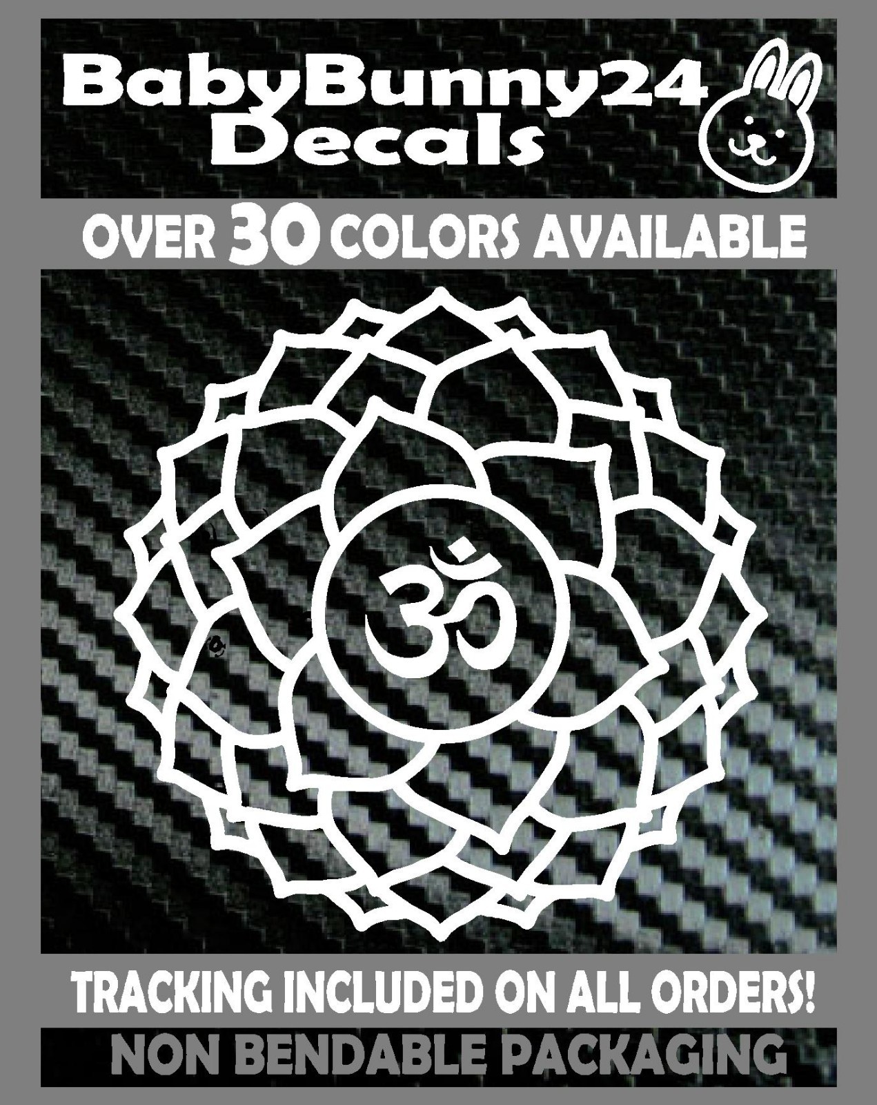 Thousand Petal Lotus Ohm Vinyl Decal Sticker Car Laptop chakra Natural Crystal