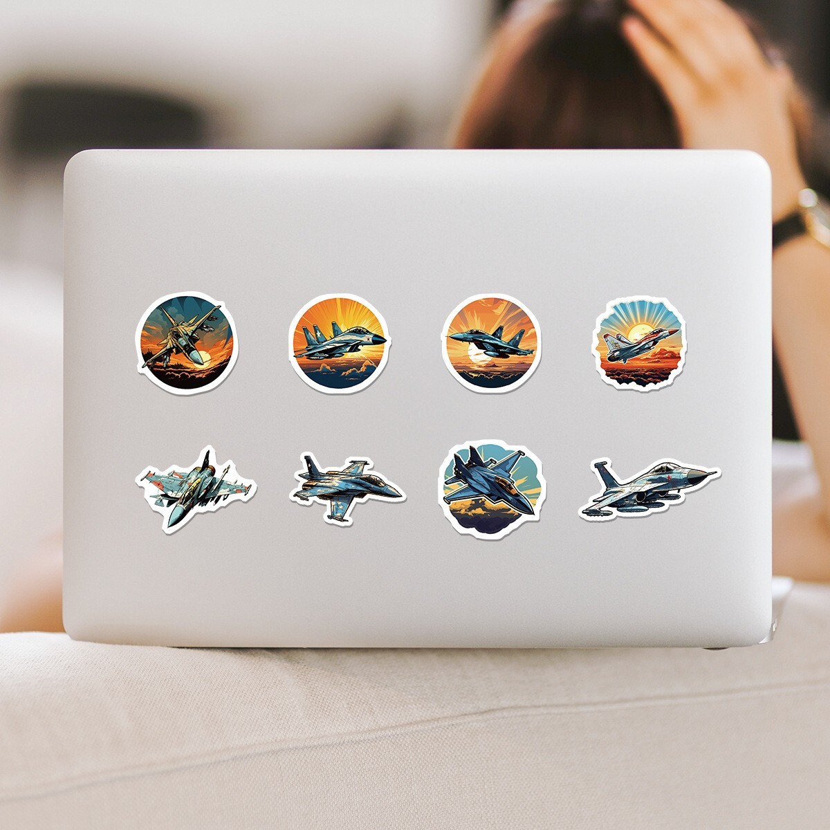 50 Pcs Stickers Fighter Jet Aircraft Cars Fridge Luggage Skateboard Phone Laptop