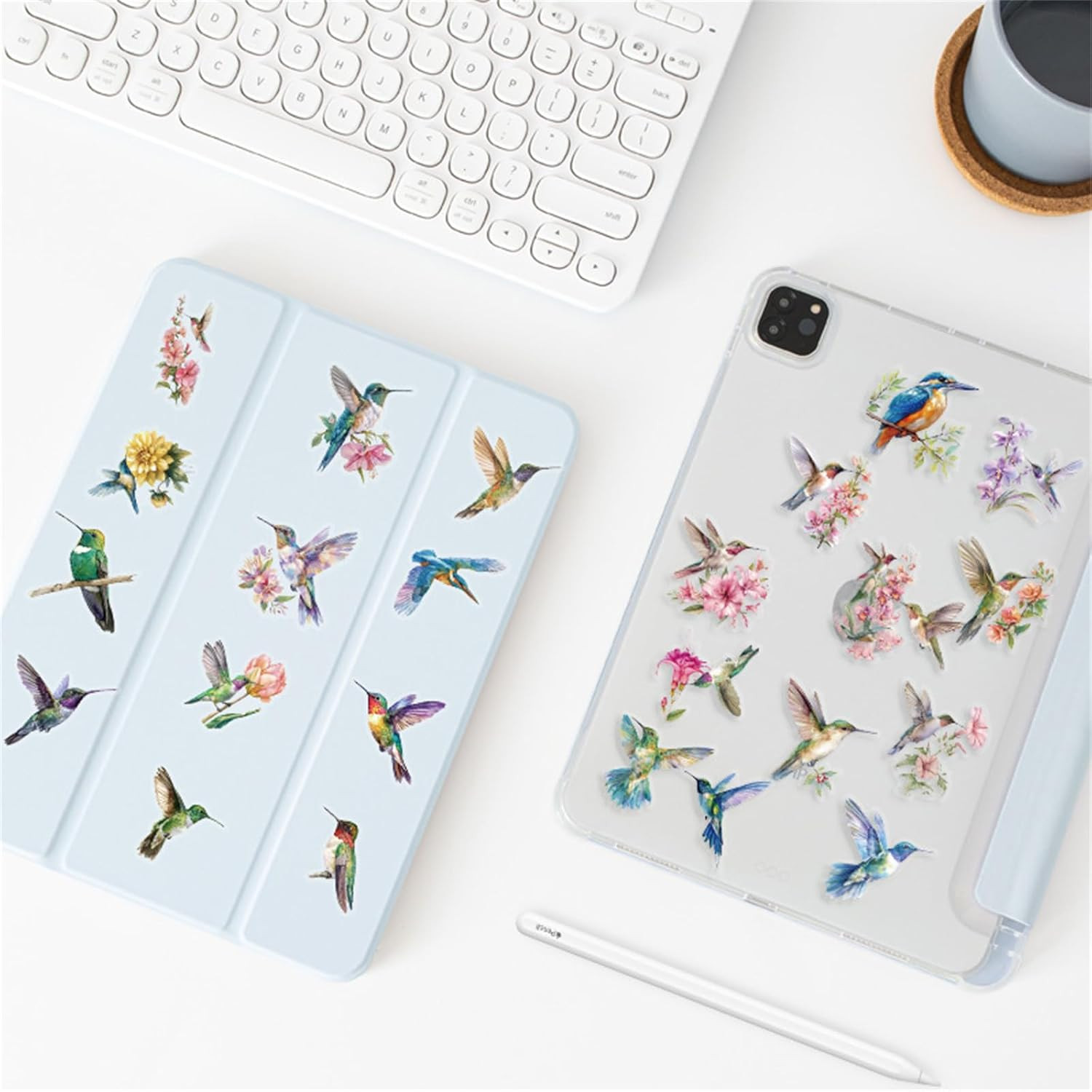 50PCS Hummingbird Stickers PET Transparent Stickers Nature Decals Waterproof Dec