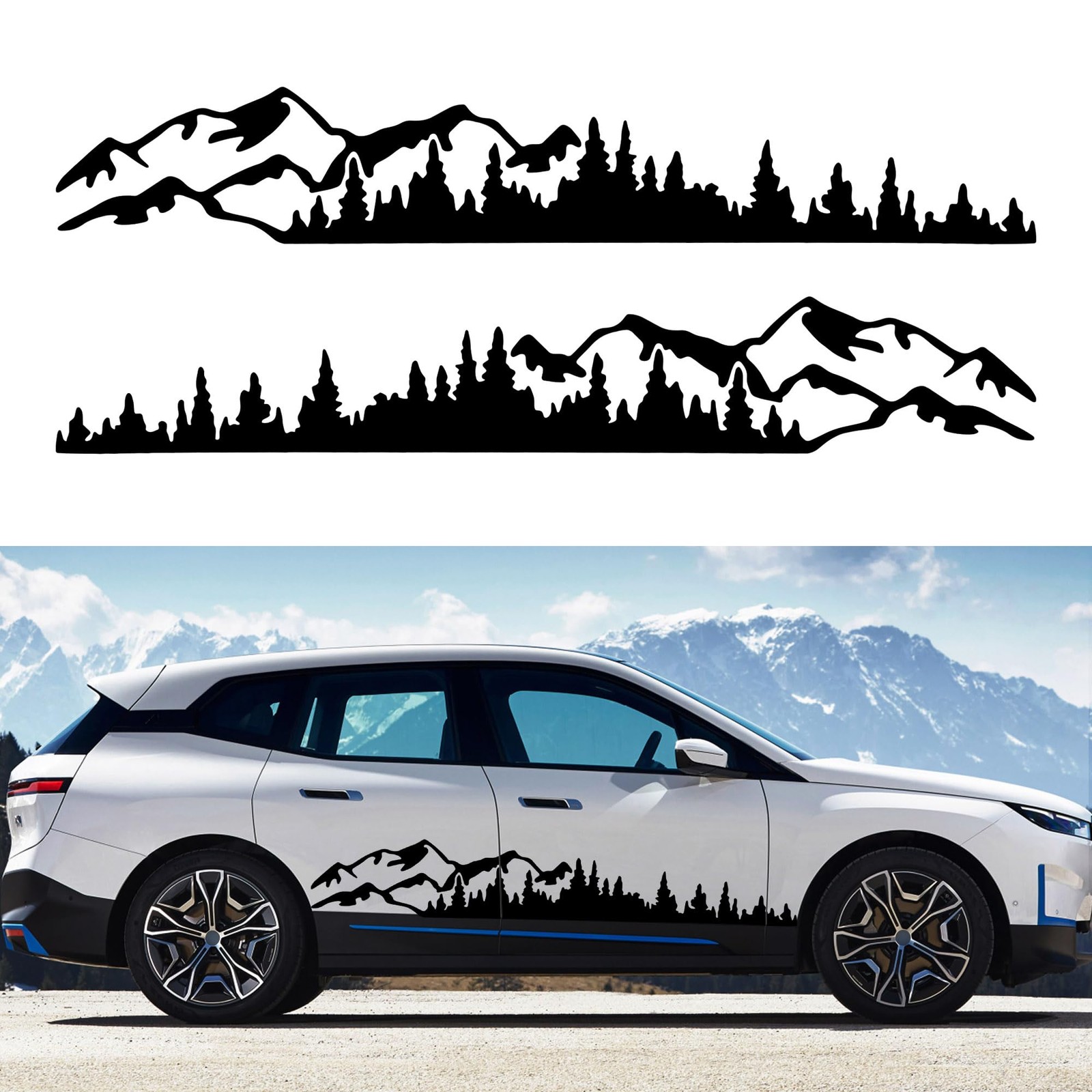 1 Pair 77.4” Mountain Tree Forest Vinyl Decals for Car Body Door Side Auto M…