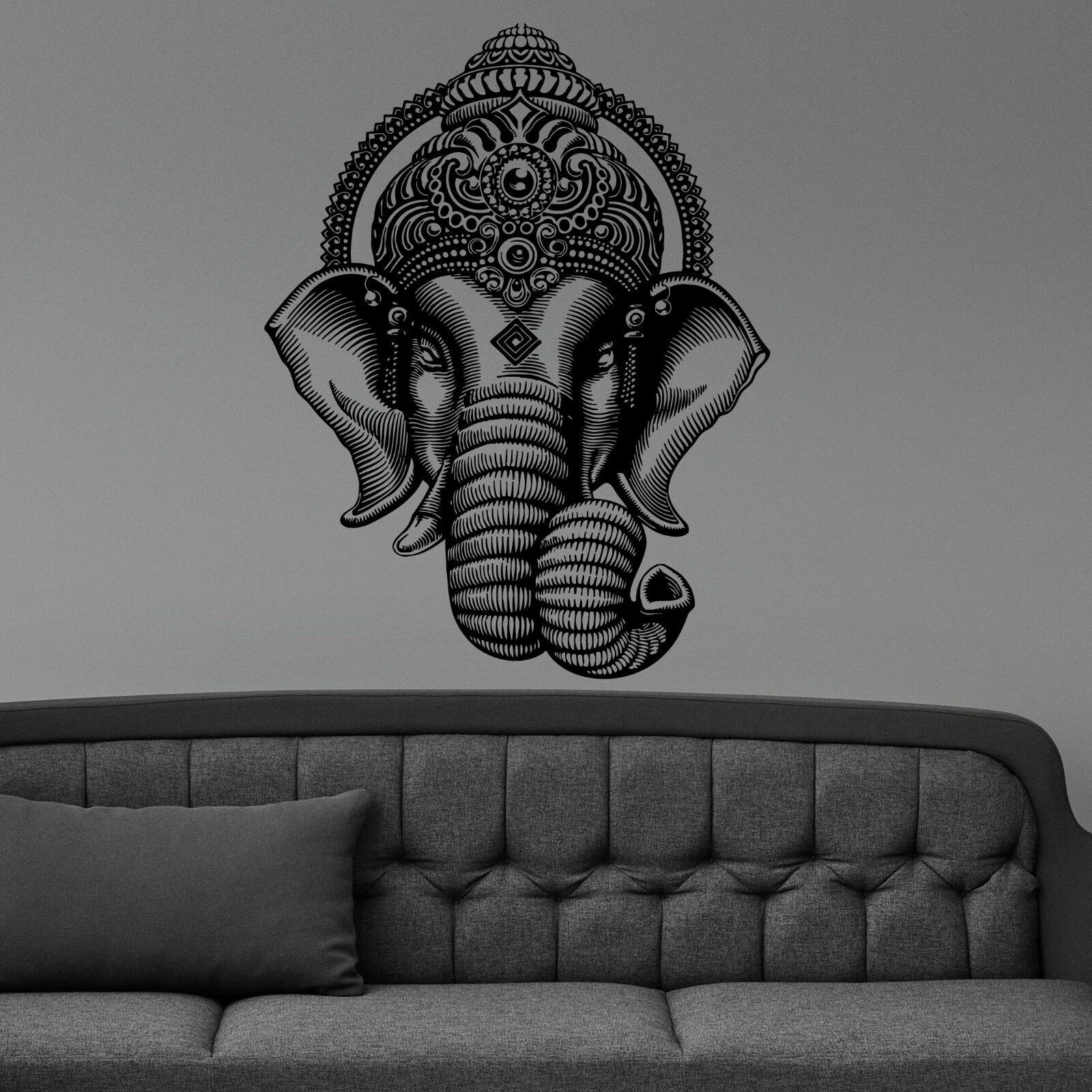 Wall Vinyl Room Sticker Decals Mural Ganesh Elephant Buddha Mandala Flower L137