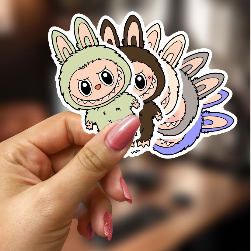 Labubu Set of 10 Stickers, Peel N’ Stick, Different sizes