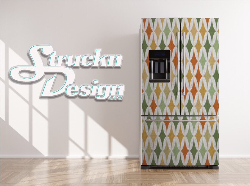 Diamond Shape Pattern Cross Colorful Fridge Freezer Wrap Side Door Vinyl Decal