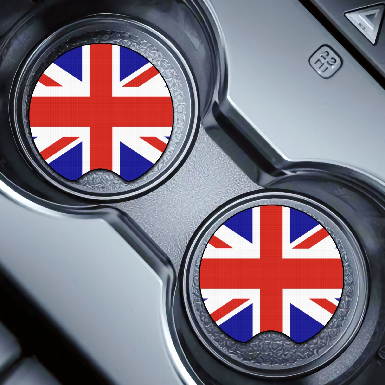 2 Pcs BRITAIN Car Cup Holder Coaster Soft & Washable Non-Slip Neoprene Rubber
