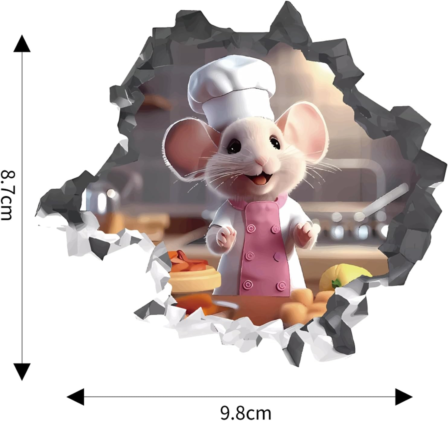 6PCS 3D Mouse Hole Wall Decals Peel and Stick,Decorative Wall Stickers, Fun Anim