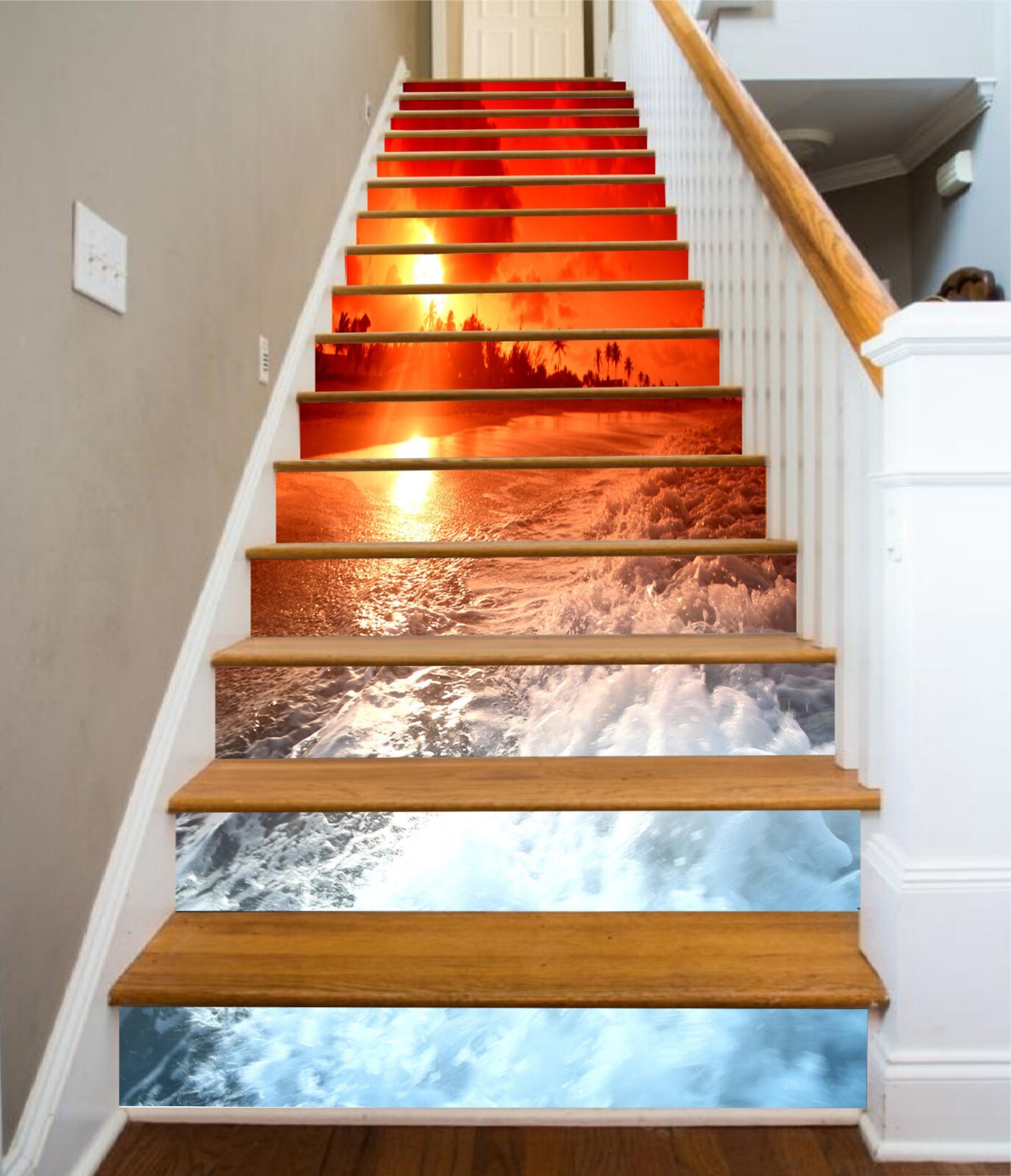3D Sunset River AZ911 Stair Risers Decoration Mural Vinyl Wallpaper Kay