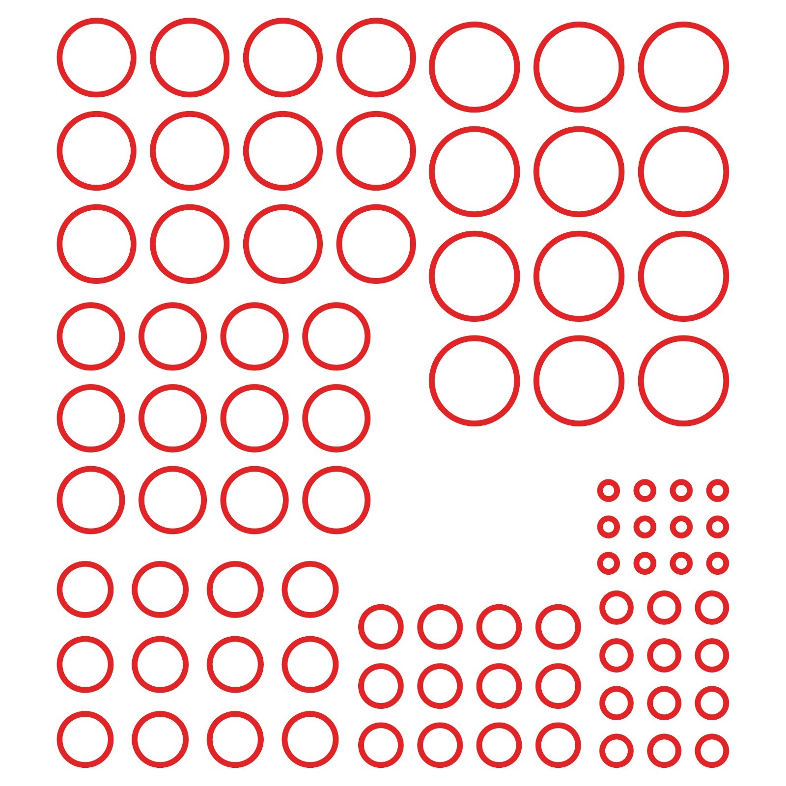 Set of 84 Dot outline Spot Circle Vinyl Decal hallow Outline Ring Round Sticker