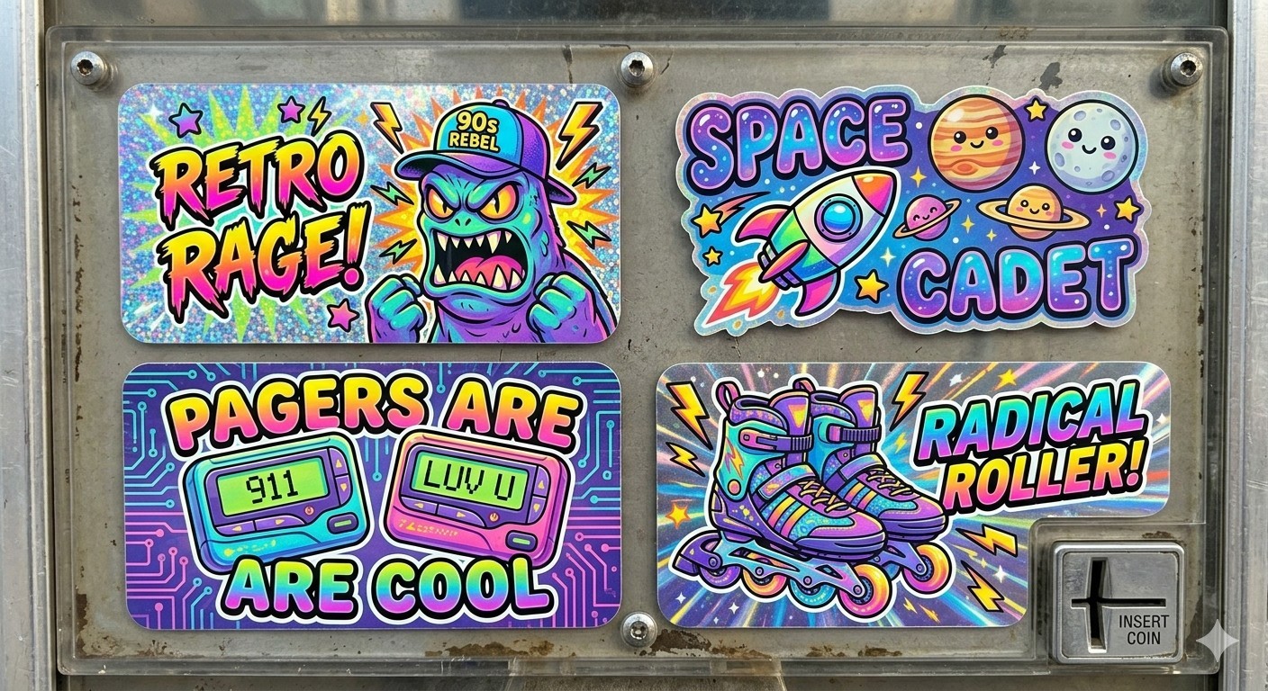 4 90s Vending Machine Style Decal Stickers Phone Laptop PICK ONE SET
