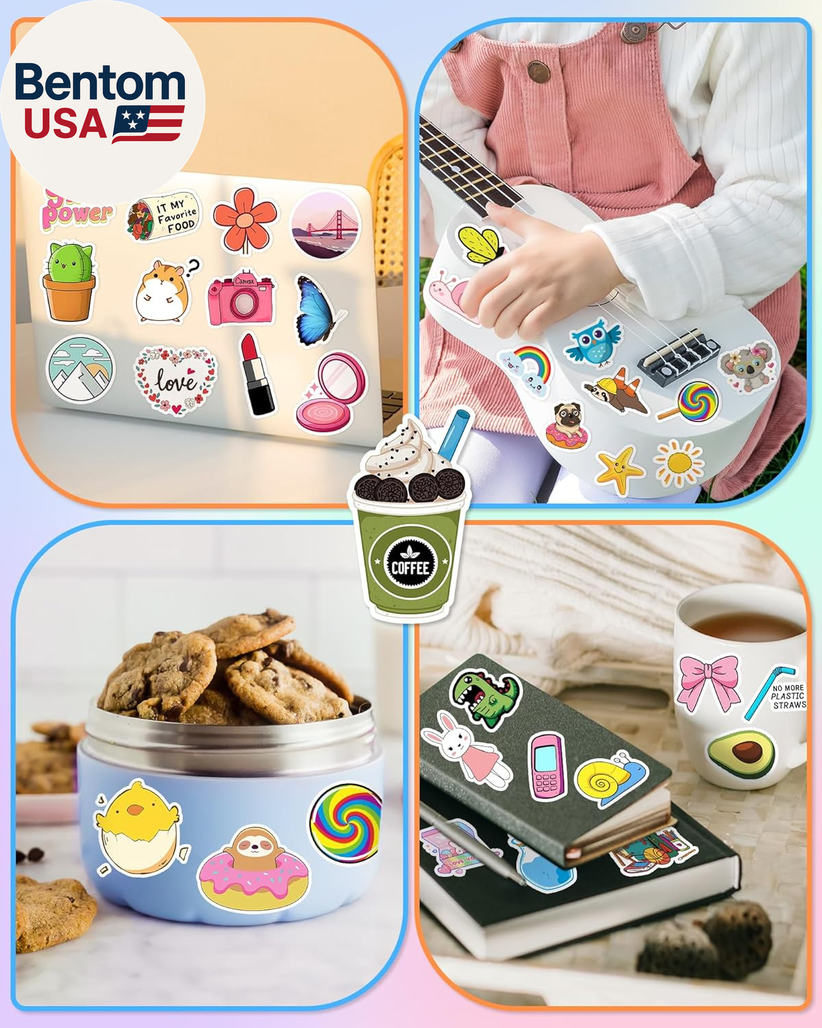 Stickers for Water Bottles, 300 Pcs/Pack Random Cute Vinyl Waterproof Laptop Sti