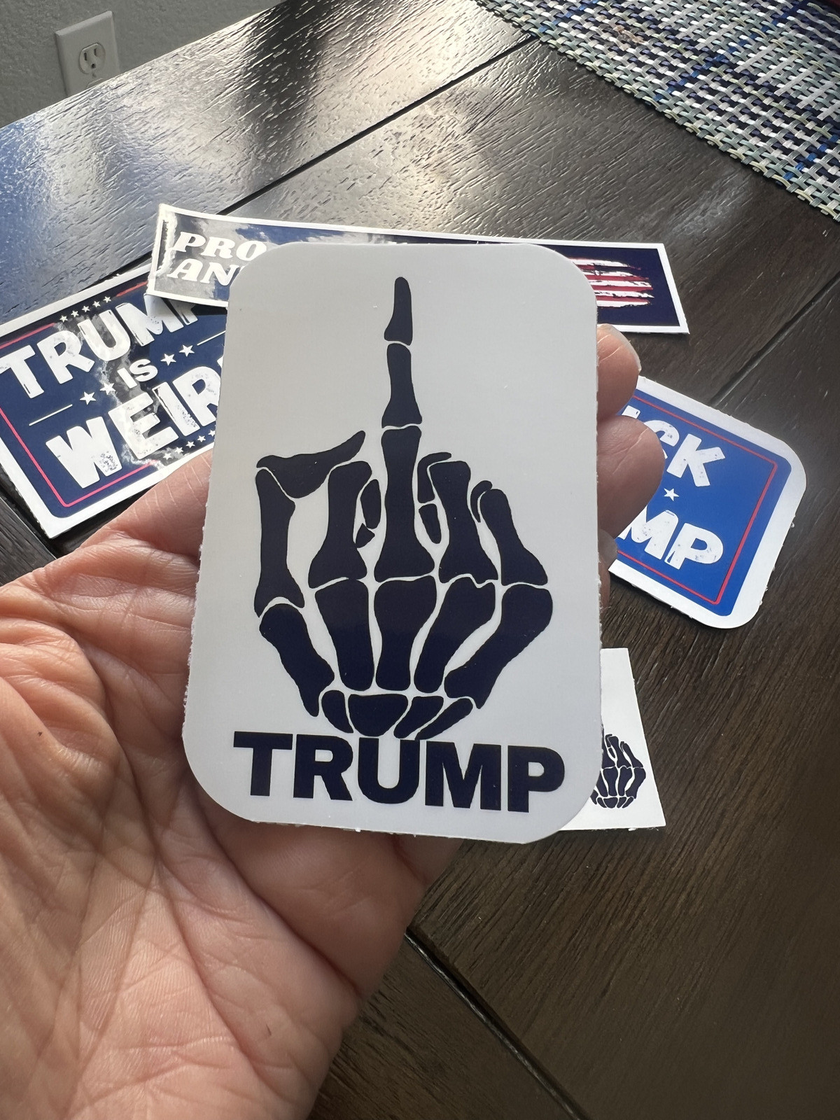 F Donald Trump Middle Finger, Water resistant Vinyl Die Cut Sticker 3″