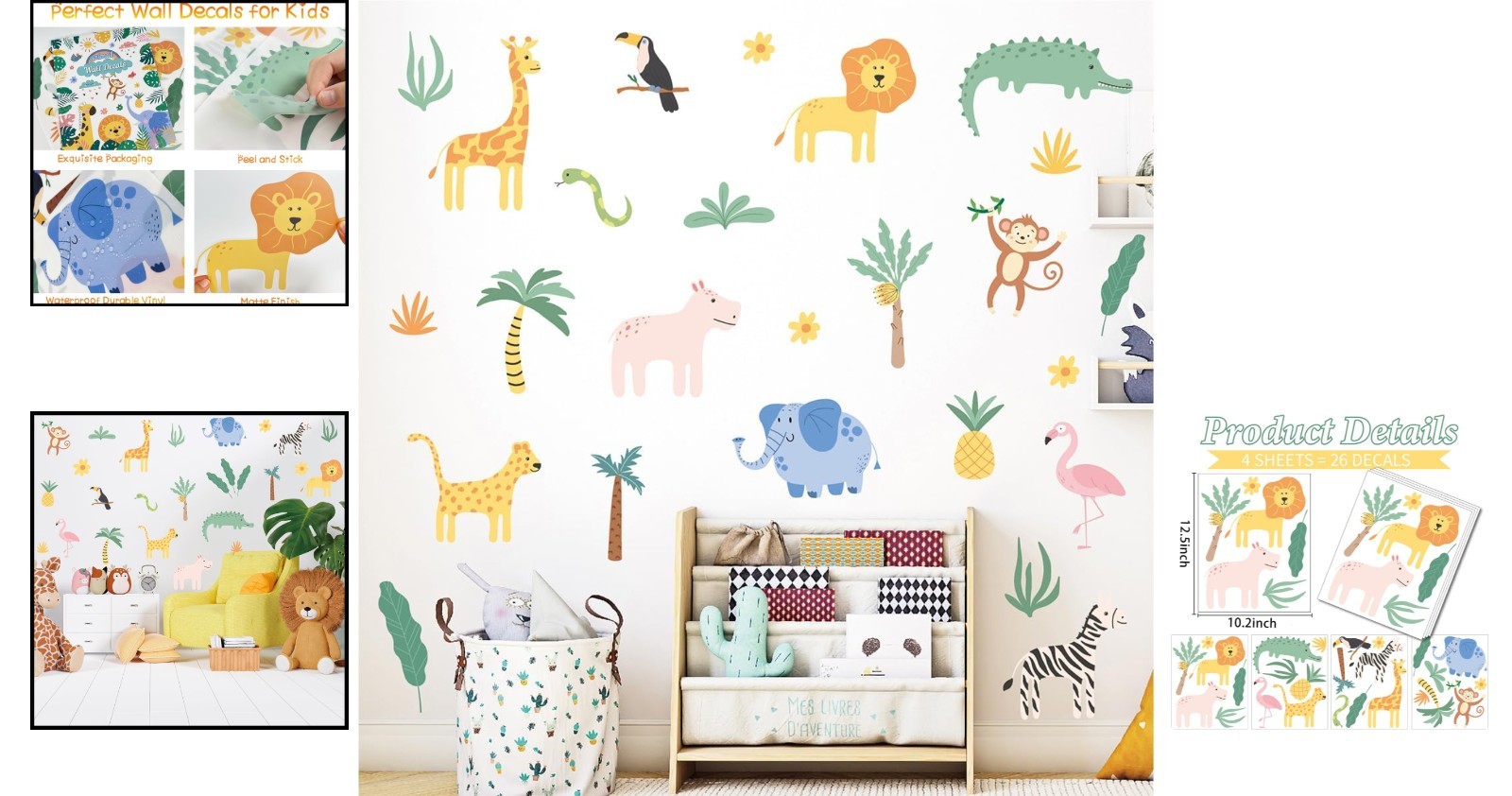 Cute Jungle Animal Wall Decals – 26 Waterproof Safari Stickers for Nursery Bliss