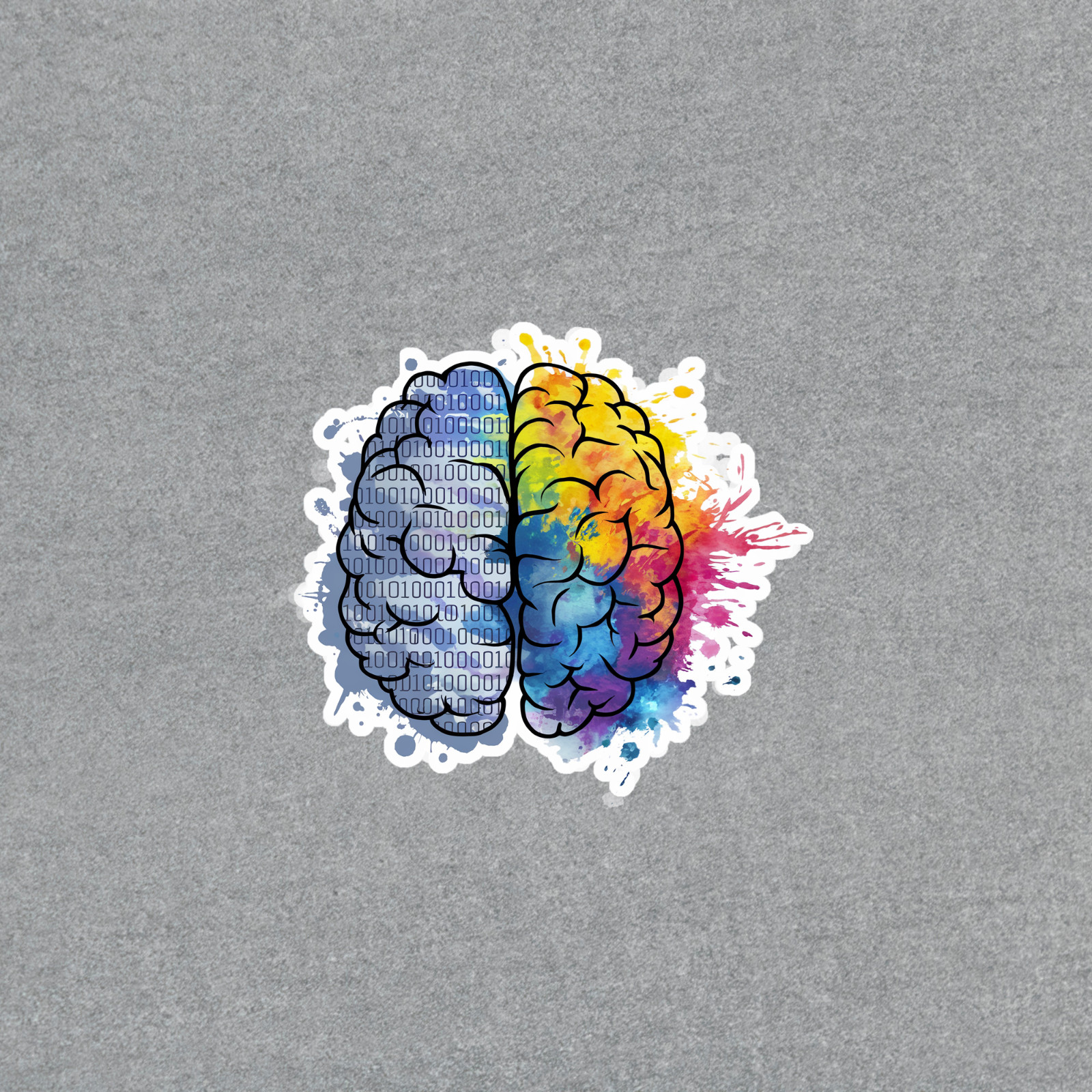 Colorful Binary Brain Sticker – Coding and Programming Decal for Tech Geeks #470