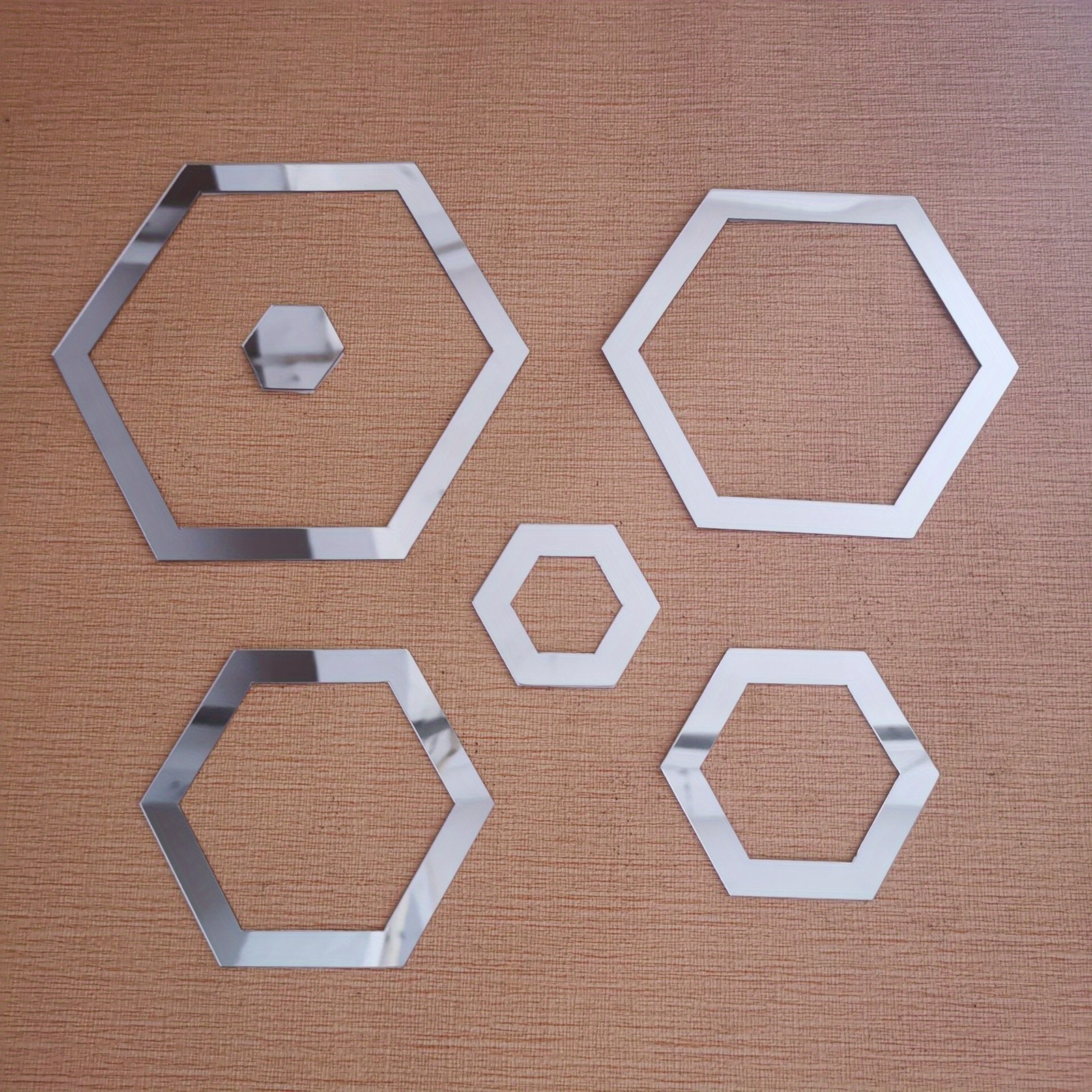 24Pcs Hexagon Frame Acrylic Mirror Stickers Modern Bedroom Wall Decoration