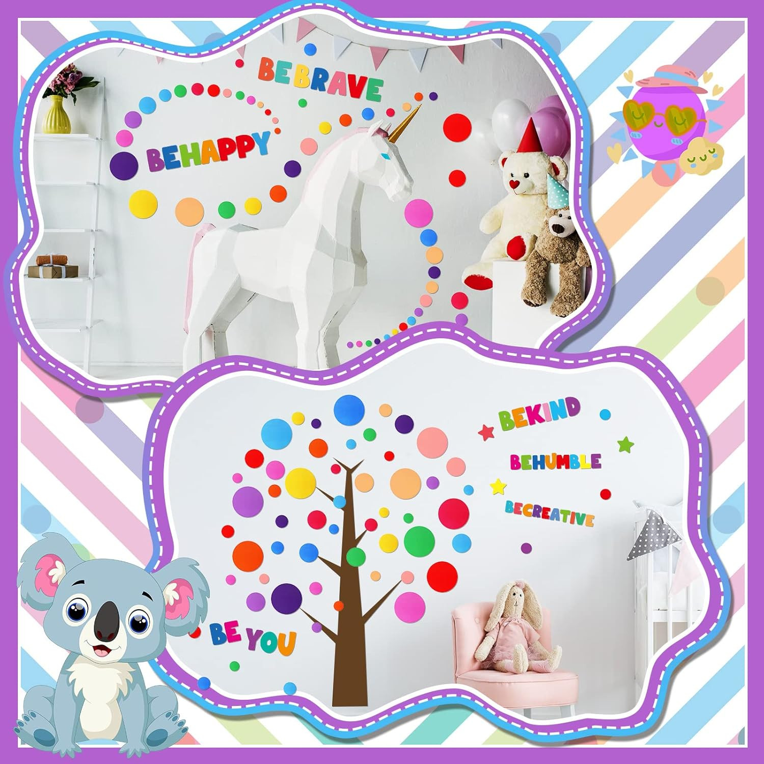 332 Pieces Polka Dots Wall Decals for Classroom Kids Wall Sticker Inspirational