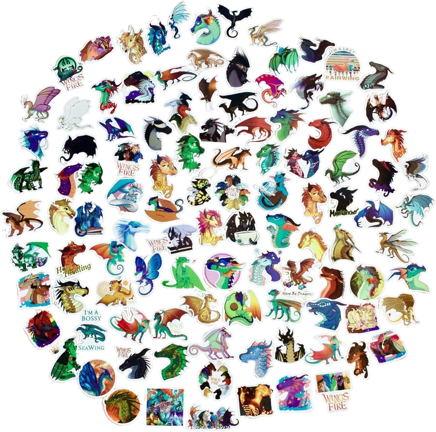 110 Pcs Waterproof Vinyl Kawaii Stickers – Wings of Fire Dragon Designs
