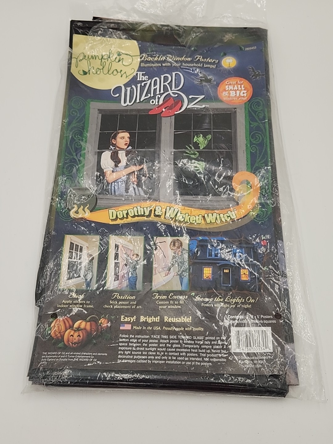 Pumpkin Hollow WIZARD OF OZ Window Backlit Posters Dorothy & Witch Set Of 2 3×5′