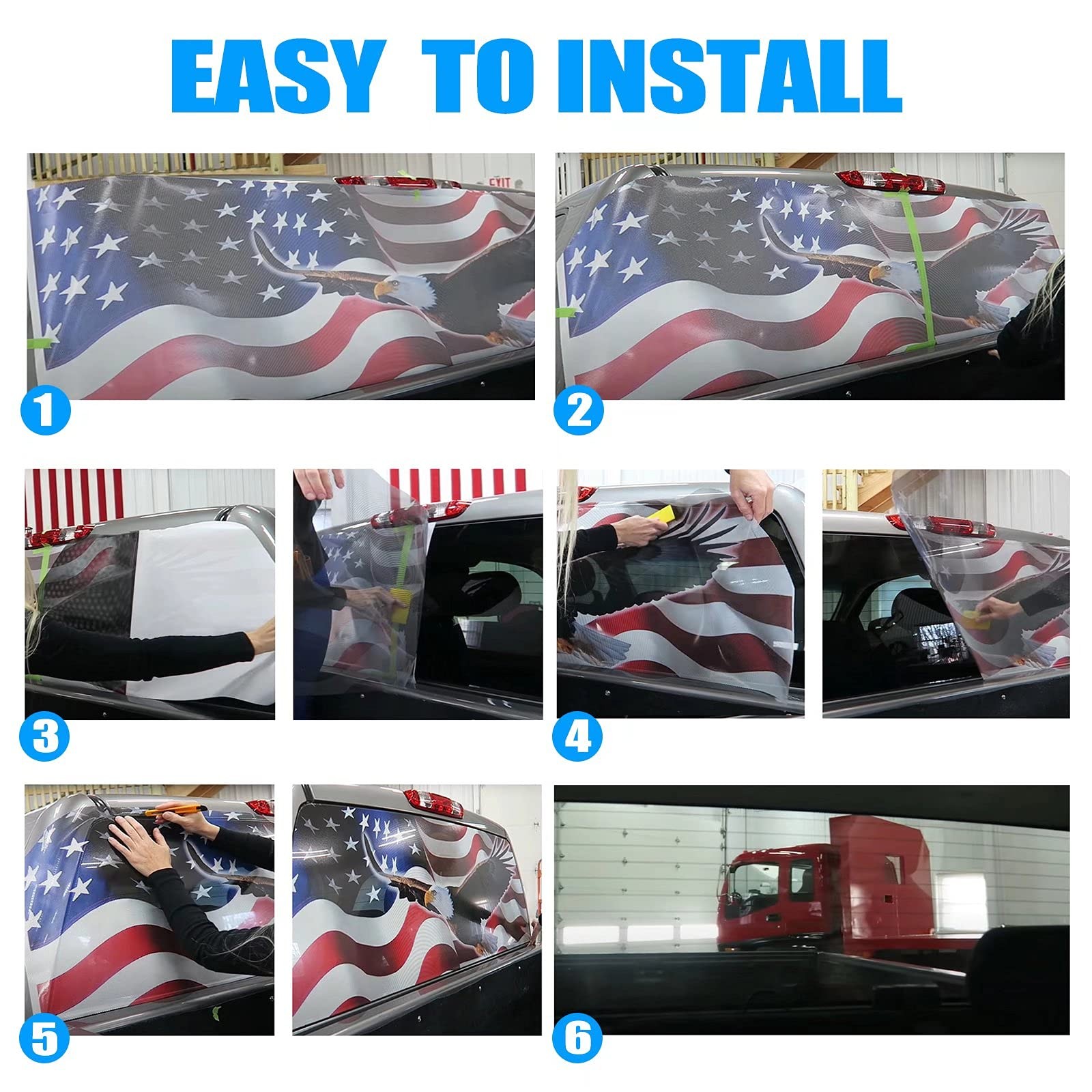 Truck Rear Window Graphic American Flag Decals, Patriot Truck Window Stickers…