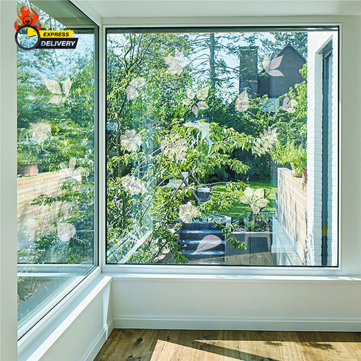 Window Decals for Bird Strikes,52 Pieces Large Leaf Shape anti Collision Window