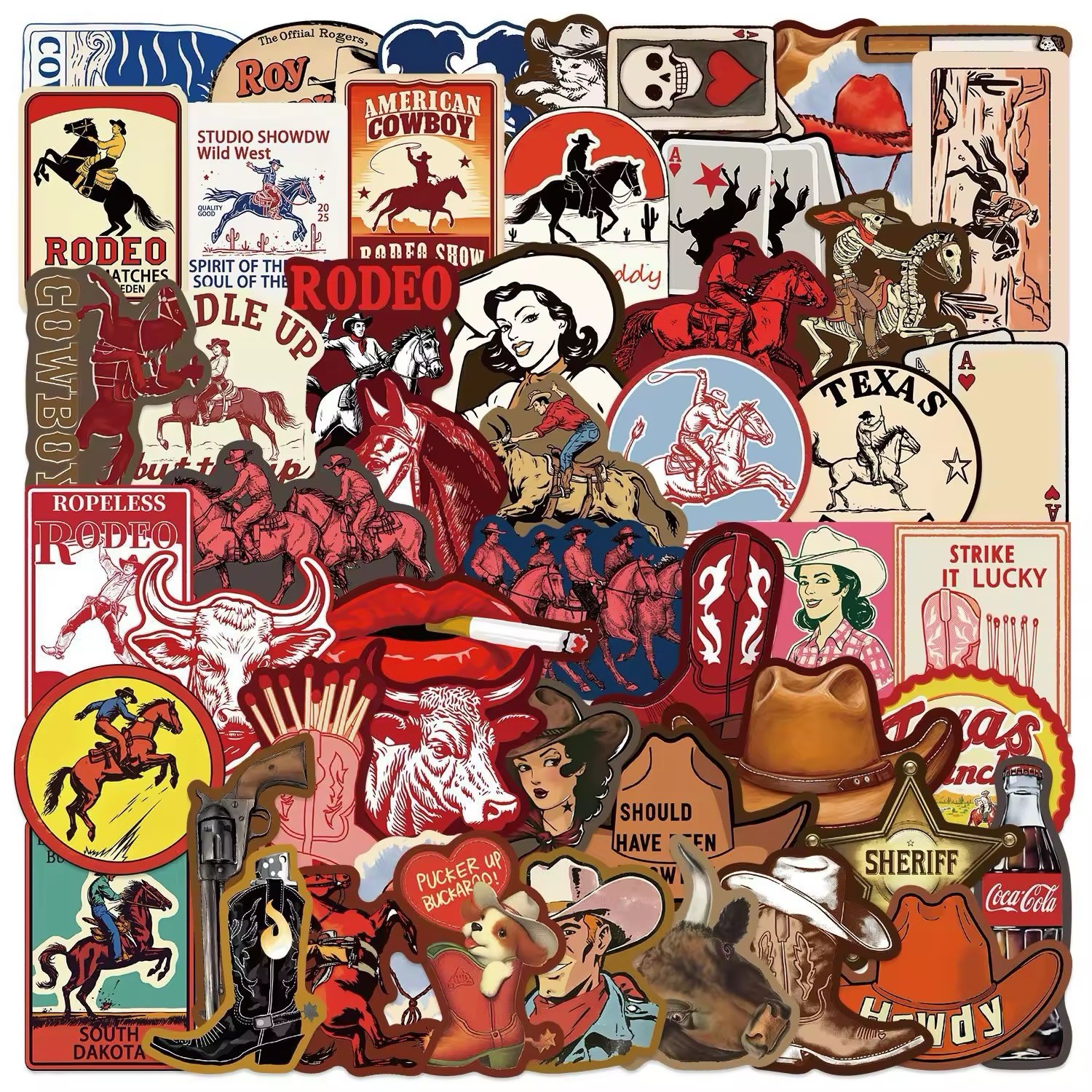 50 Western Old West Cowboy Culture Stickers Culture Decals Hydro Free Shipping!