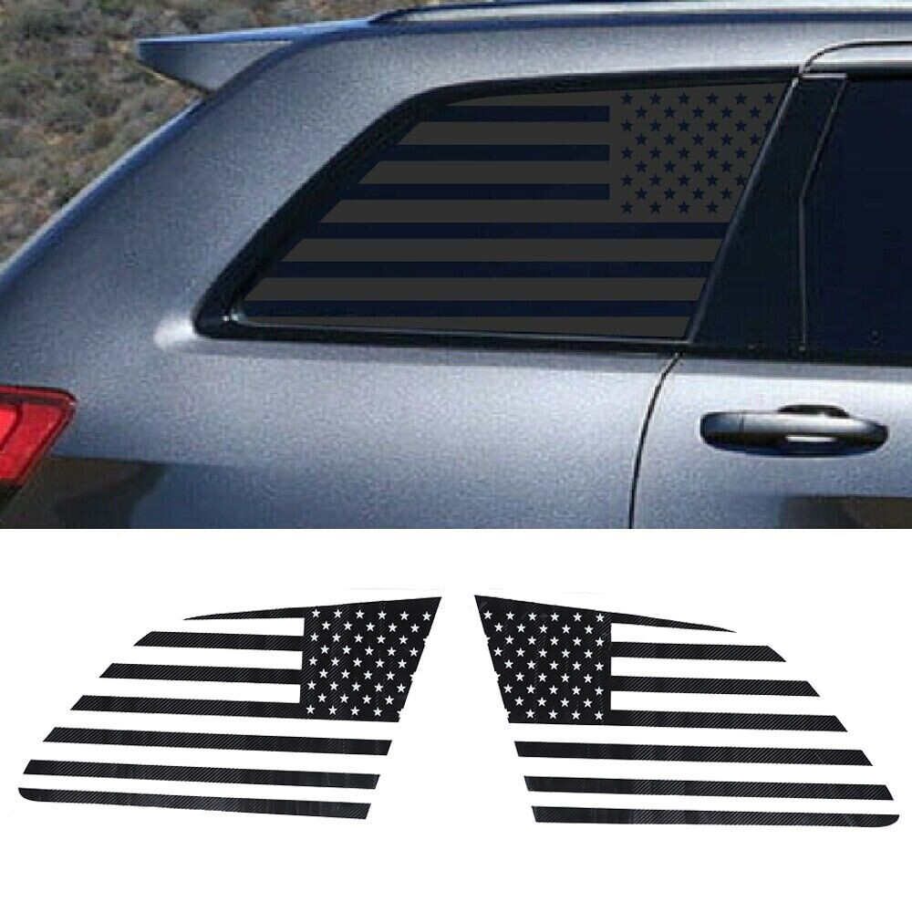 Carbon Fiber Rear Window Decor Trim Decals For Jeep Grand Cherokee 11+ USA Flag