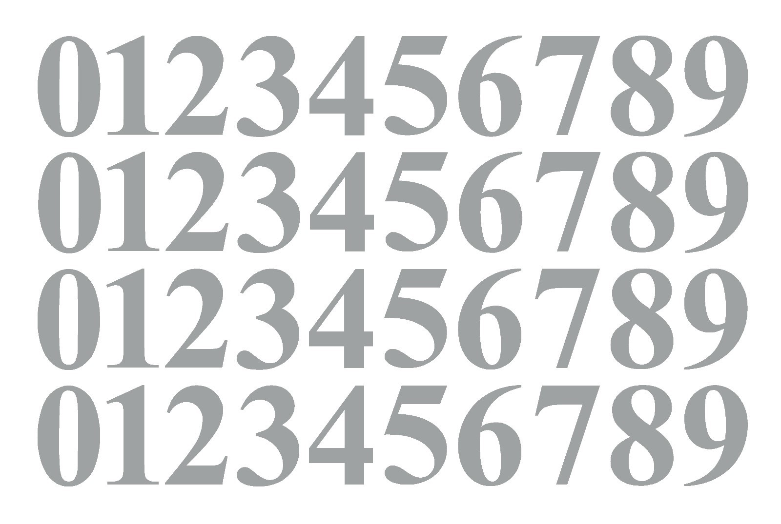 0-9 Numbers Silver Sticker Vinyl Decals CHOOSE SIZE!! 1″ To 12″ Set Of 40 (V646)