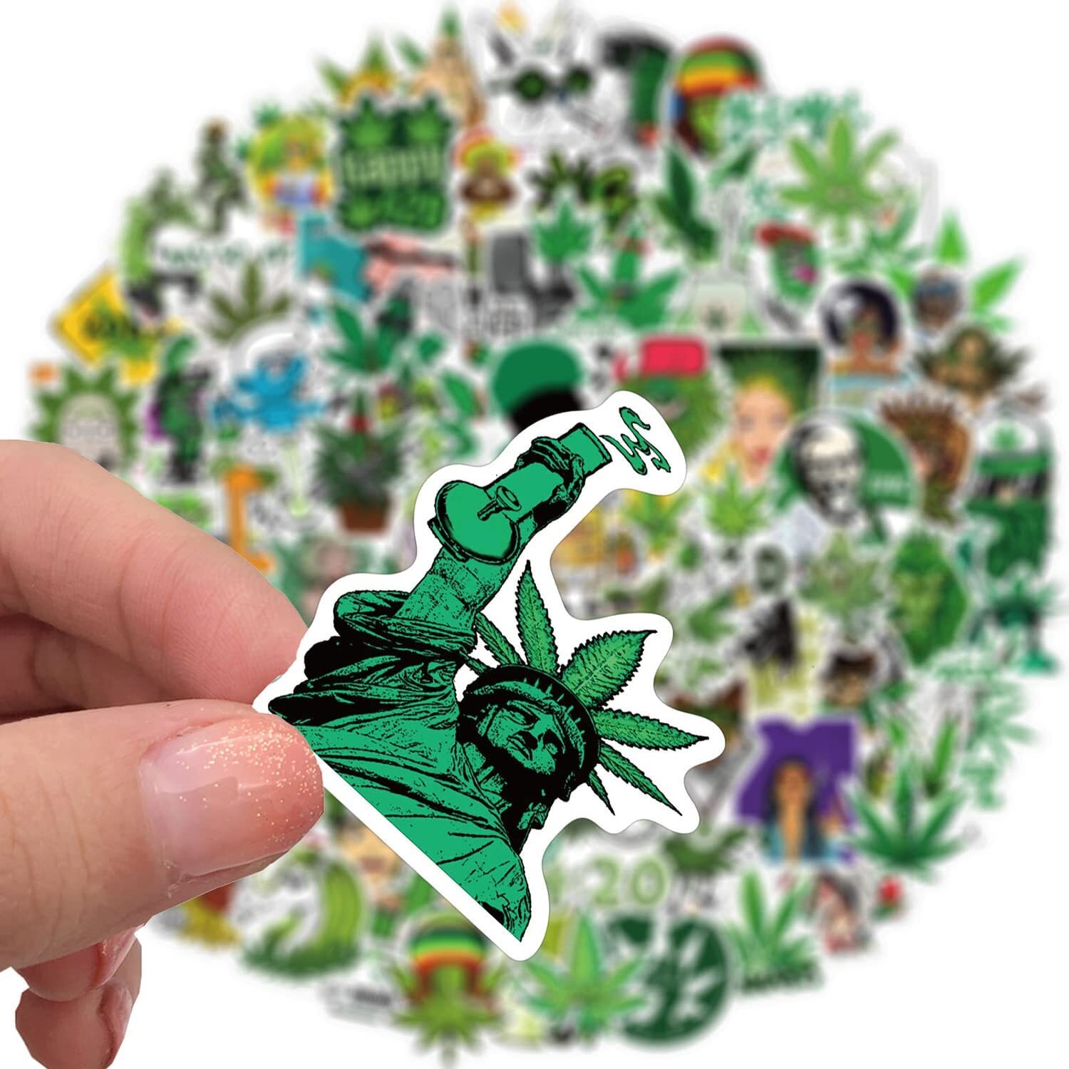 200pcs Weed Stickers 420 Funny cannabis Character Smoking Marijuana Hippie Decal