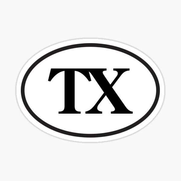 Travel Texas State Howdy South Central Abbreviation Letter Vinyl Decal Sticker