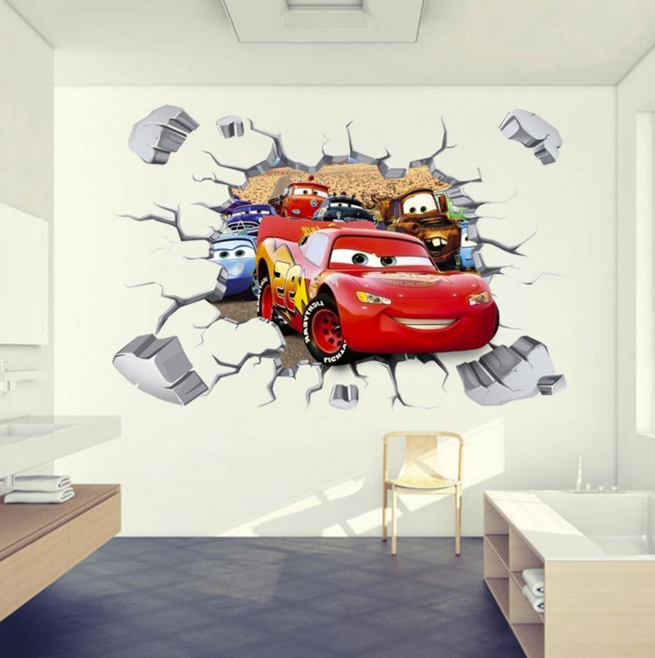 Disney 3D Cars McQueen Mater removable Wall Stickers Decal Kids Home Decor USA