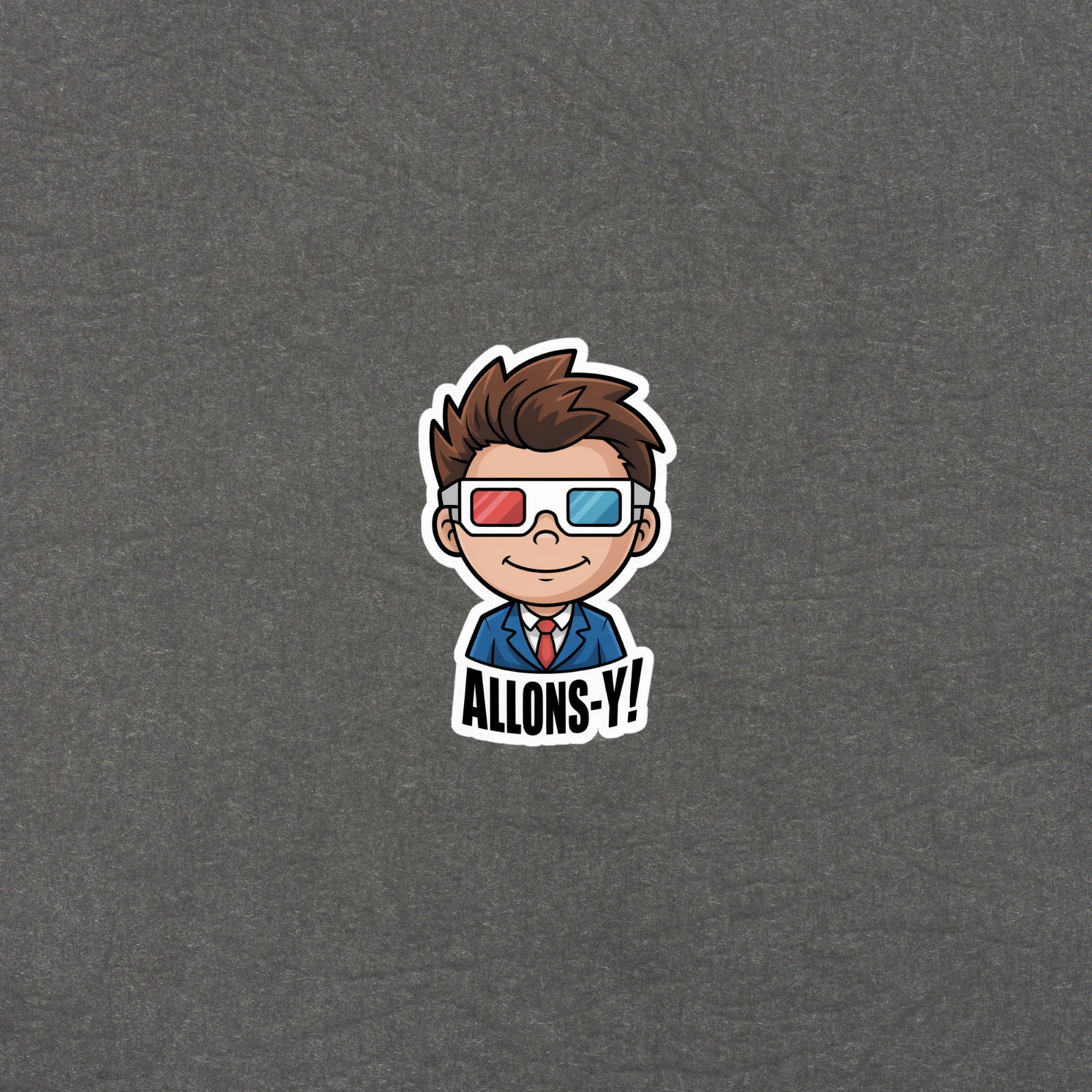 Quirky Cartoon Character Sticker with 3D Glasses and Playful Phrase #6580