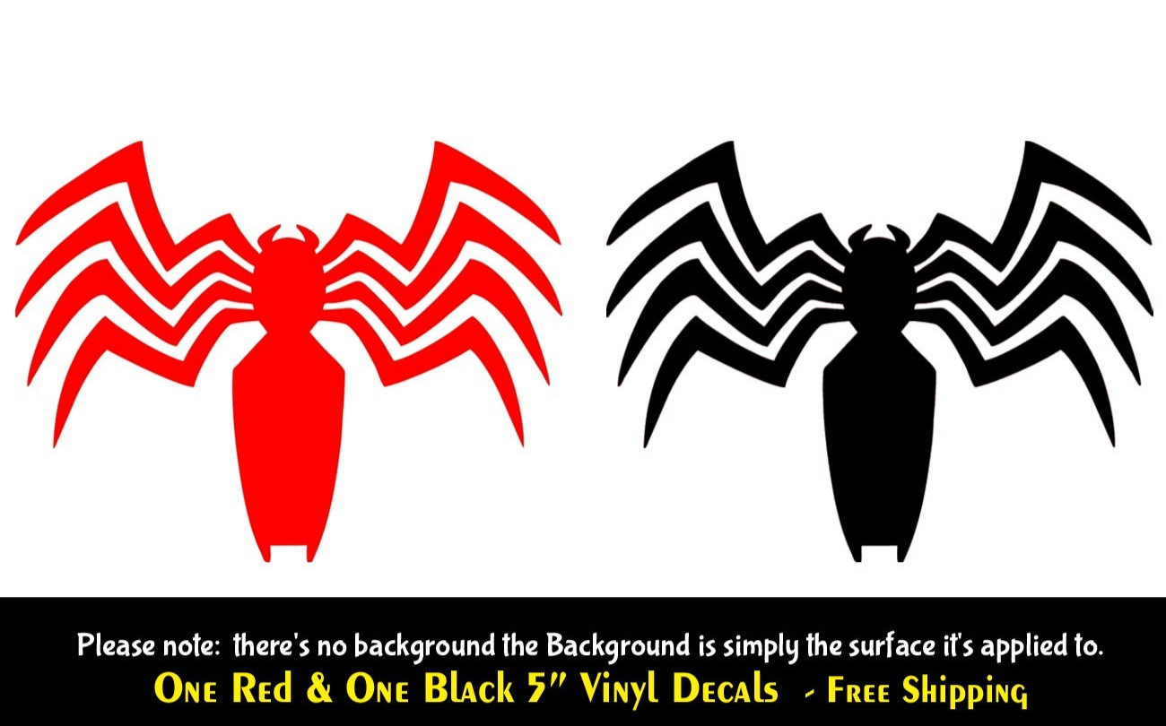 Spider Venom Red & Black 5″ Vinyl Decals Laptop Tablet helmet Car Truck Window