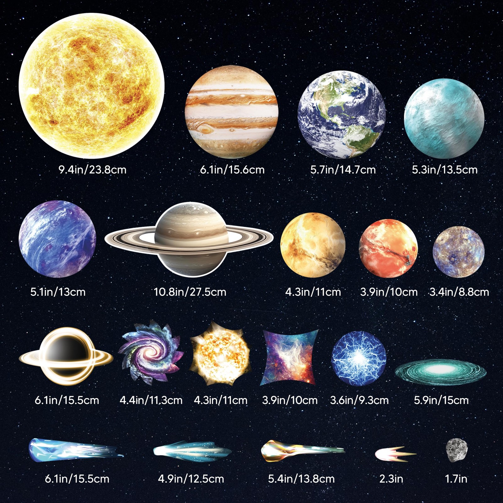 Glow in The Dark Stars and Planets for Ceiling, Robmoda Glow Solar System Wal…
