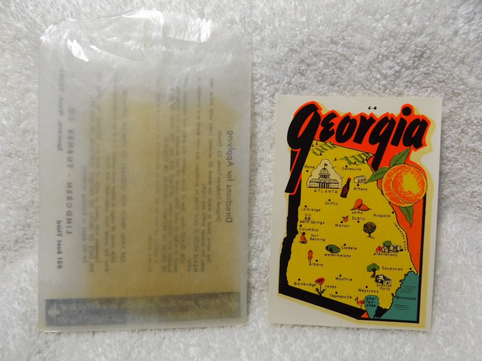 GEORGIA Vintage 1960s Decal in original sleeve