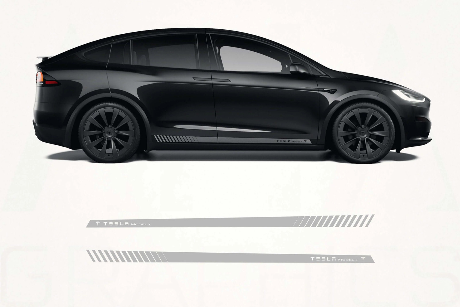 Aftermarket Tesla Model X Side Stripes Decals